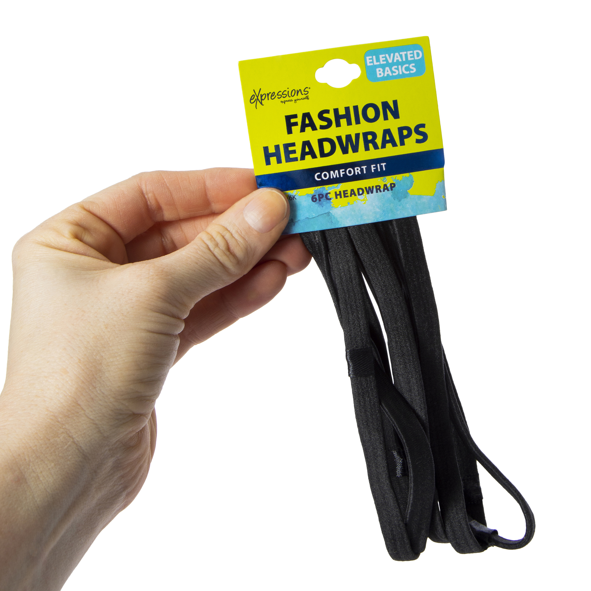 Black Elastic Headwraps 6-Count