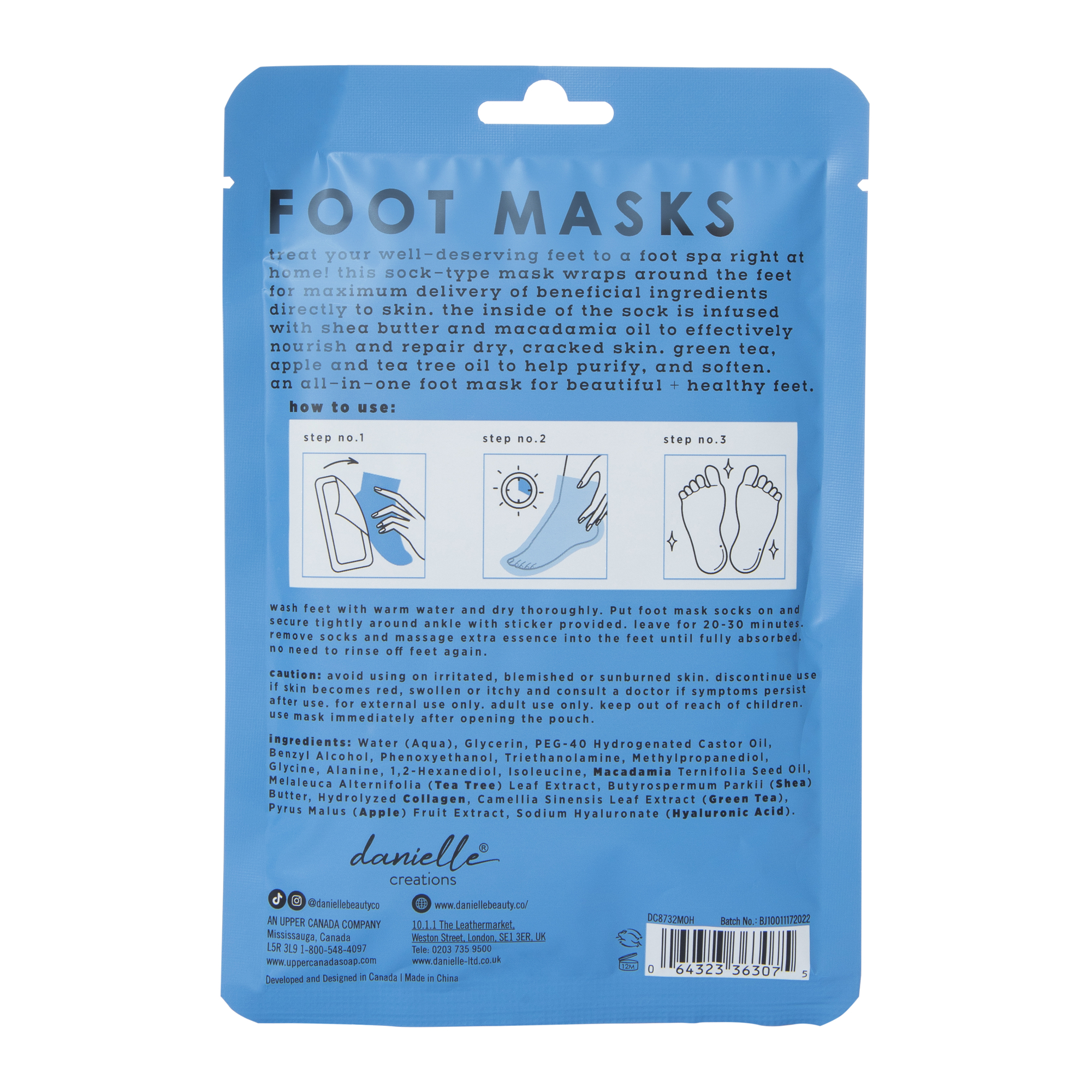 Danielle Creations® Shea Butter & Macadamia Oil Moisture Bath Foot Mask