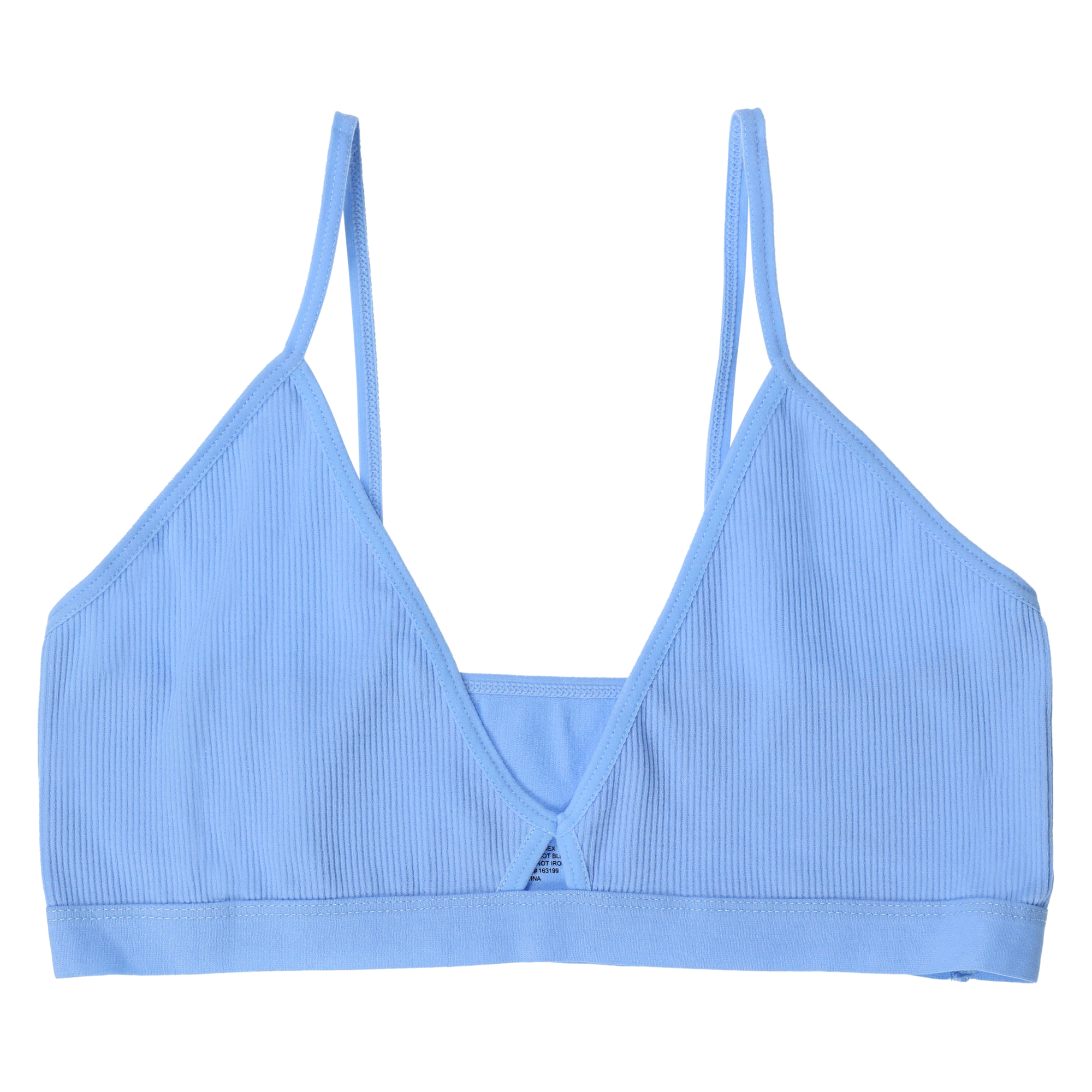 Blue Ribbed Cut-Out Bralette