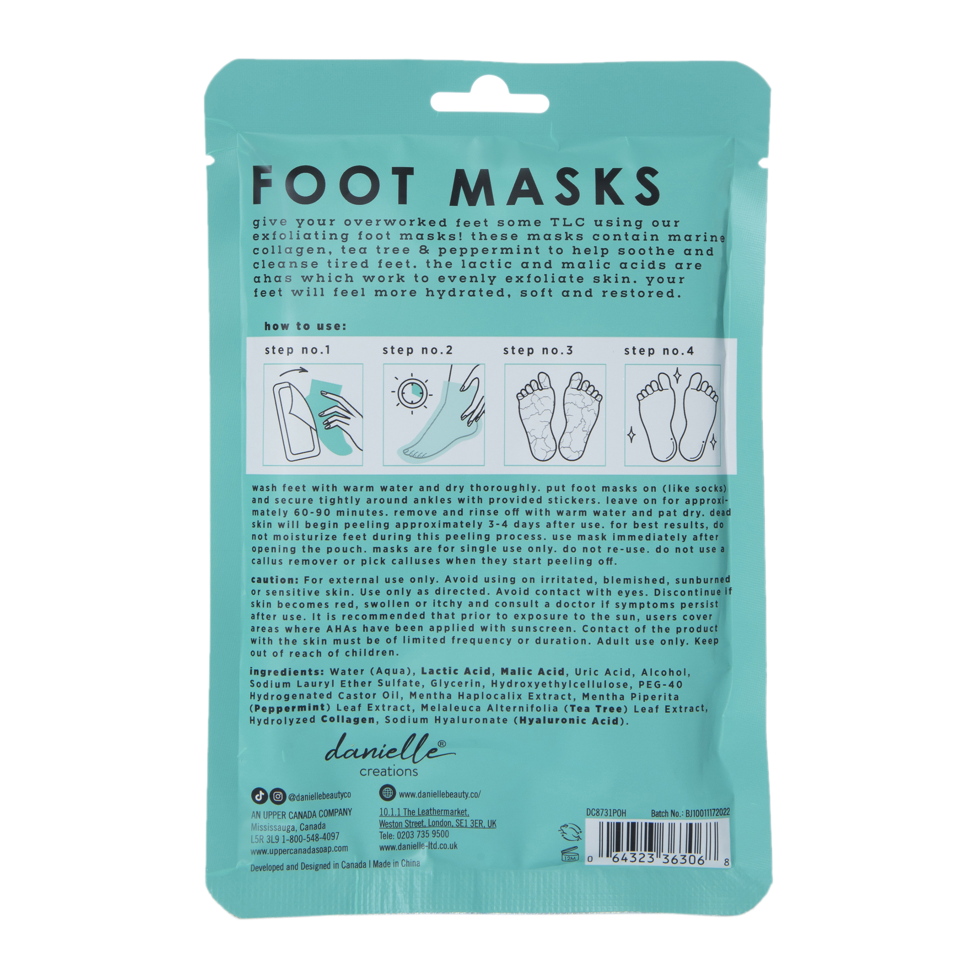 Danielle Creations® Marine Collagen & Aha Exfoliating Foot Peel Mask
