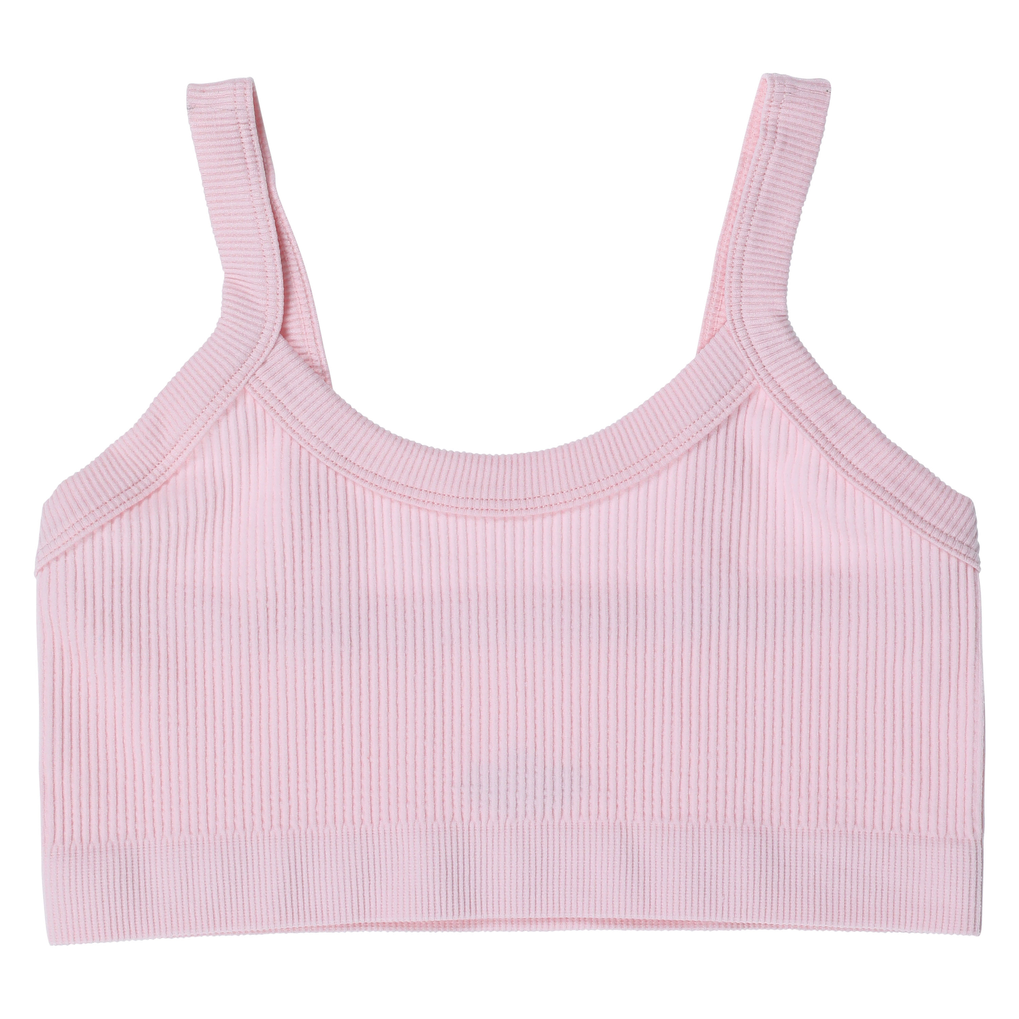 Pink Ribbed Scoop-Neck Bralette