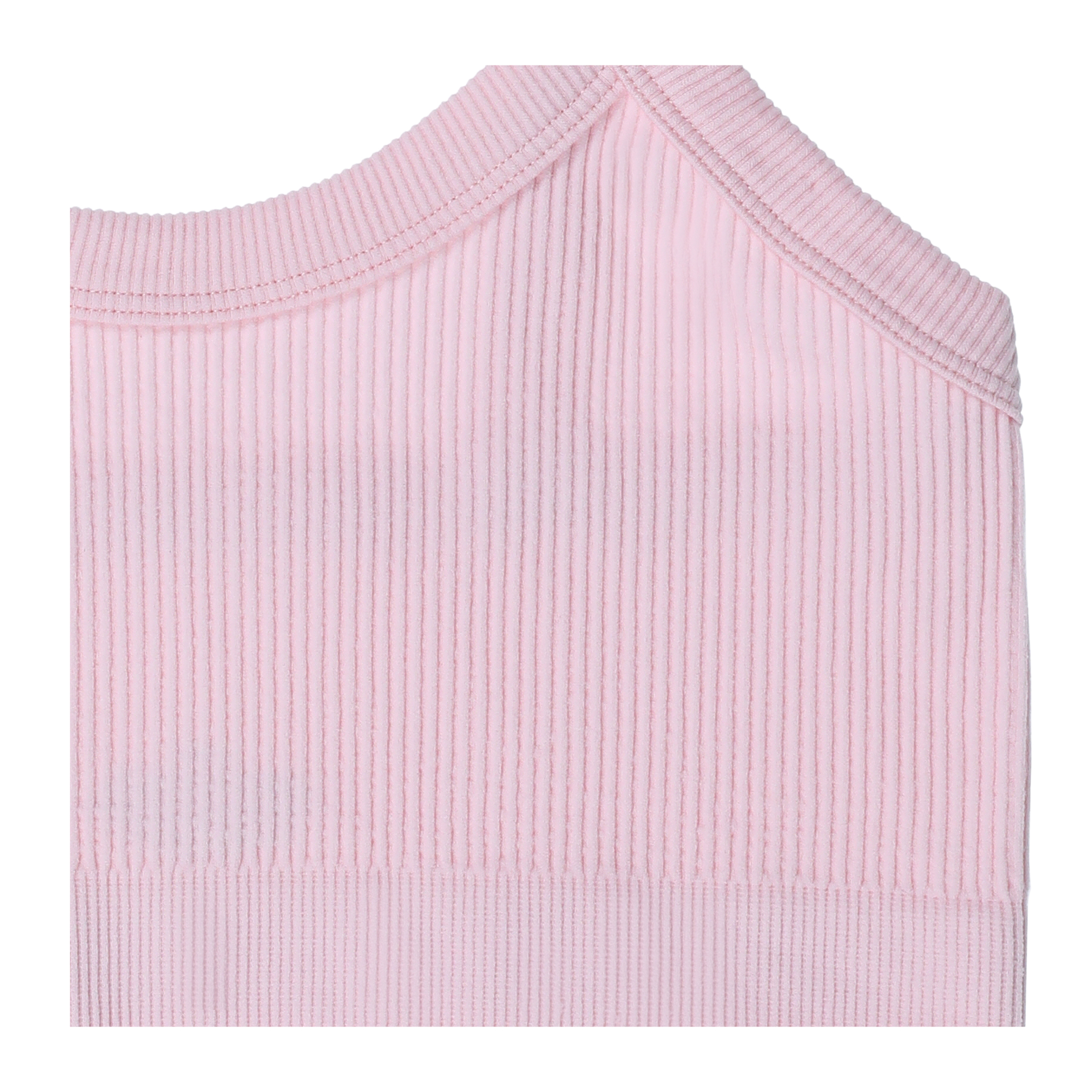 Pink Ribbed Scoop-Neck Bralette