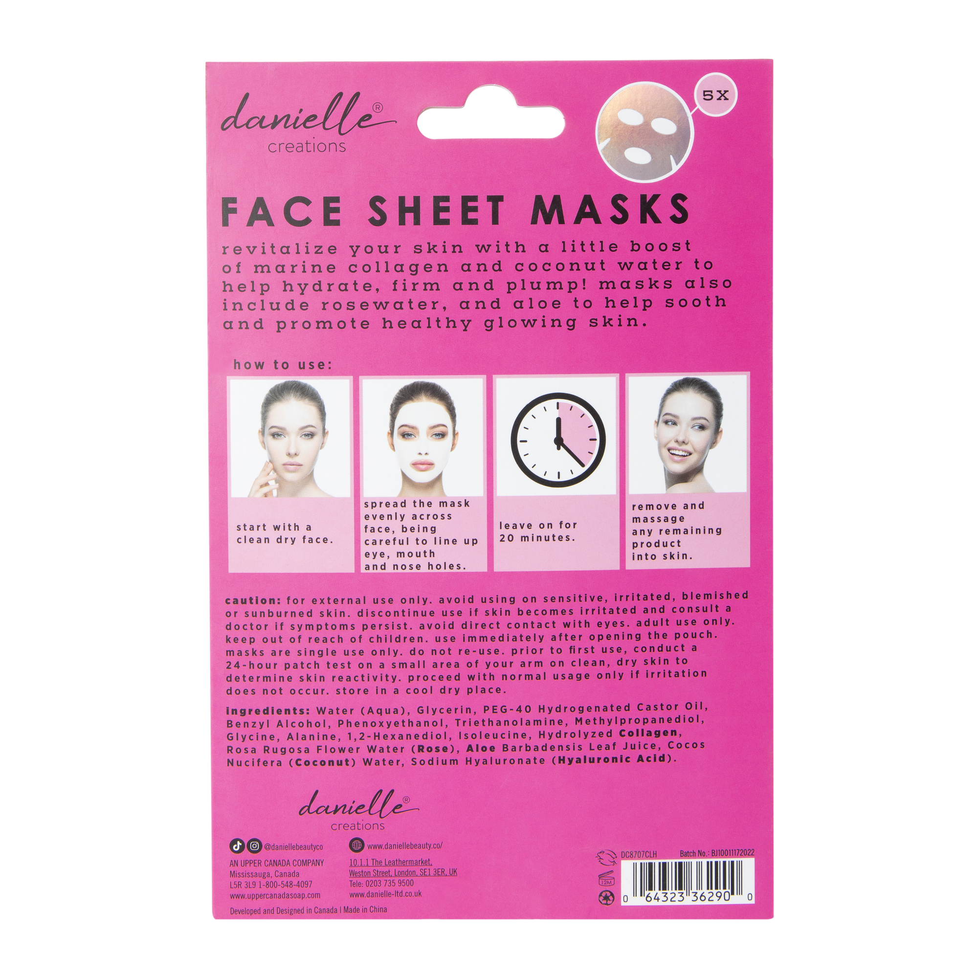Danielle Creations® Marine Collagen Face Sheet Masks 5-Count