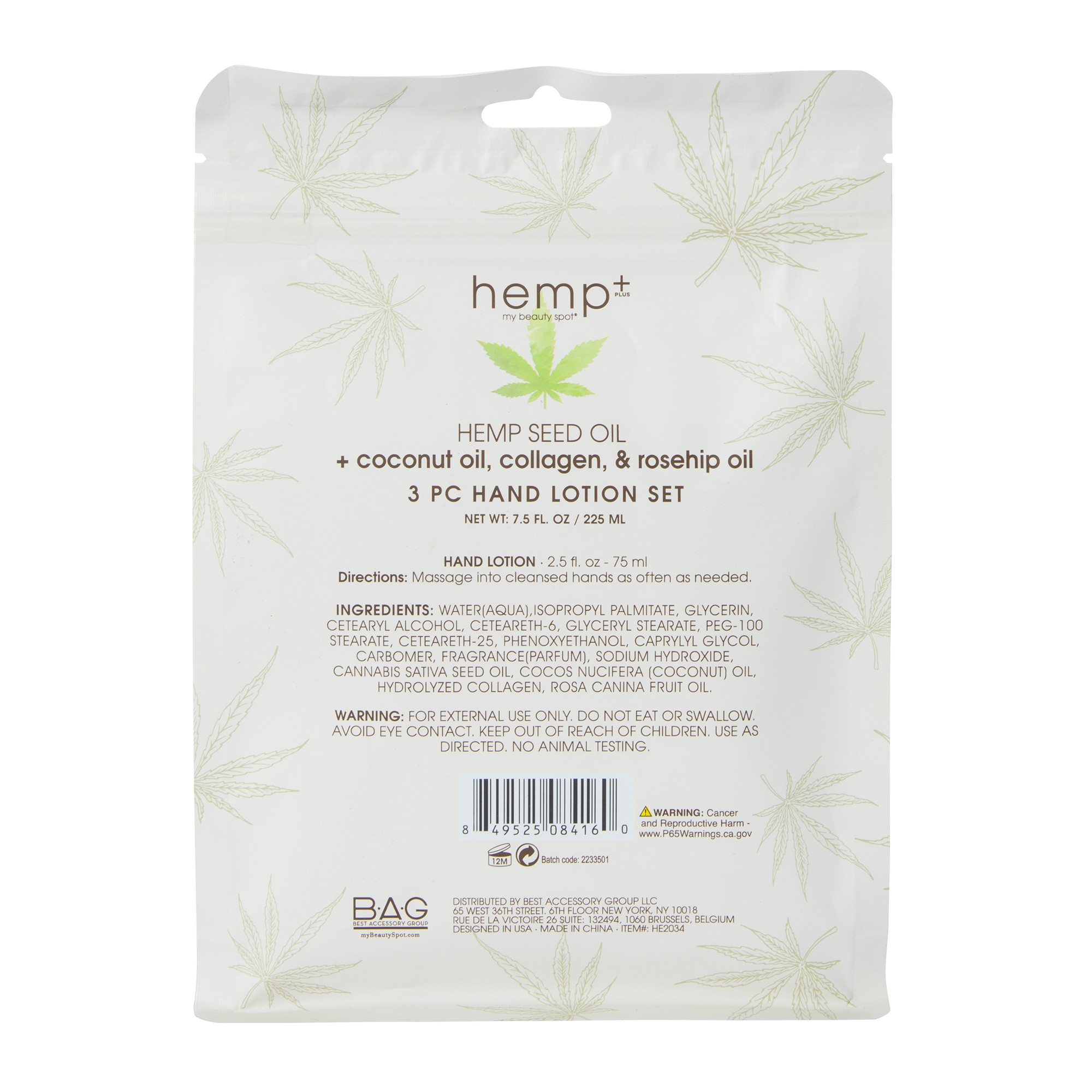 Hemp+ Hemp Seed Oil Hand Lotion Set 3-Piece