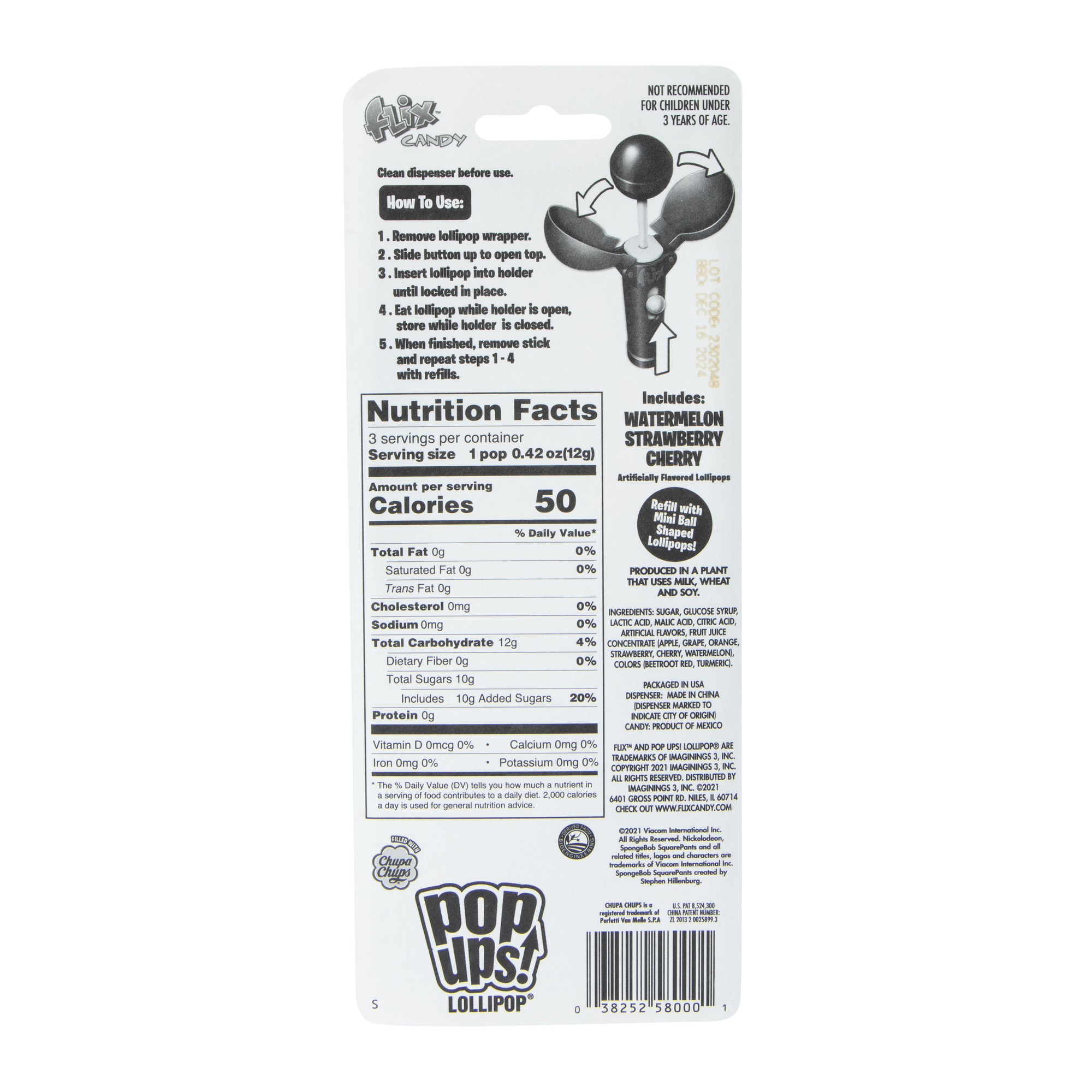 Spongebob Squarepants™ Pop Ups Lollipop® 3-Count