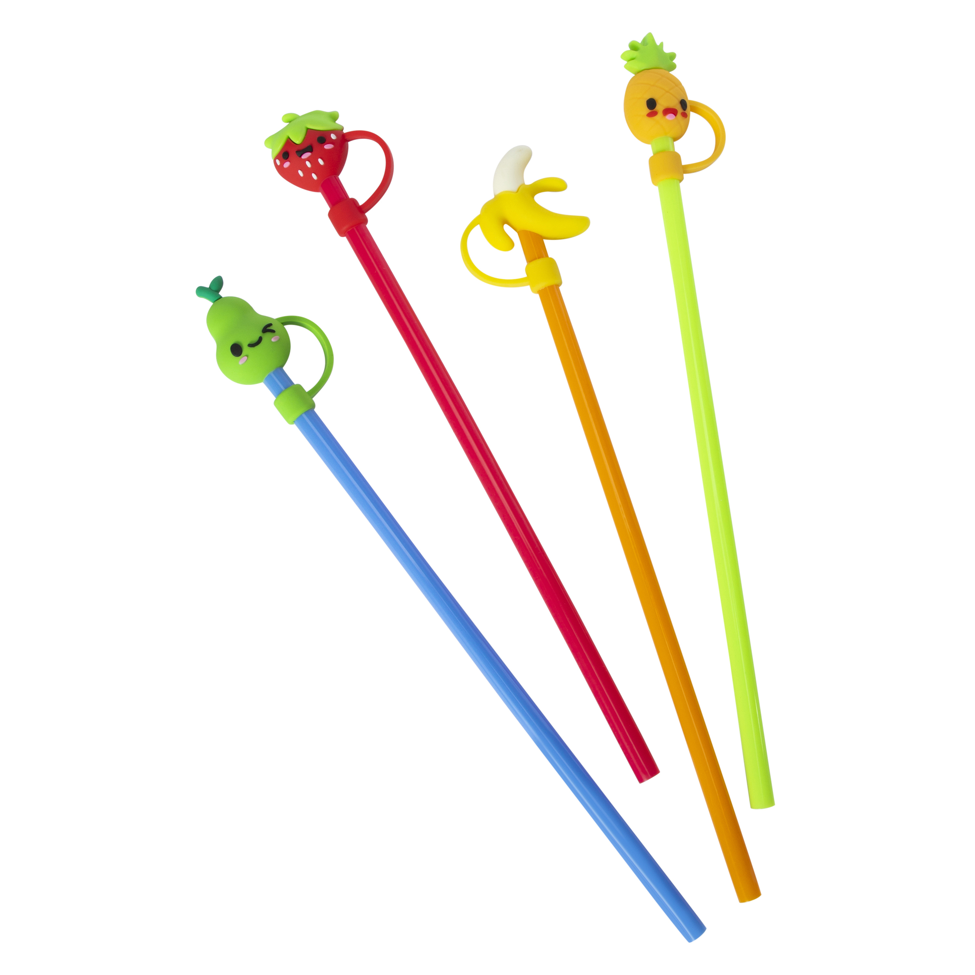 4-Count Reusable Straws With Removable Toppers