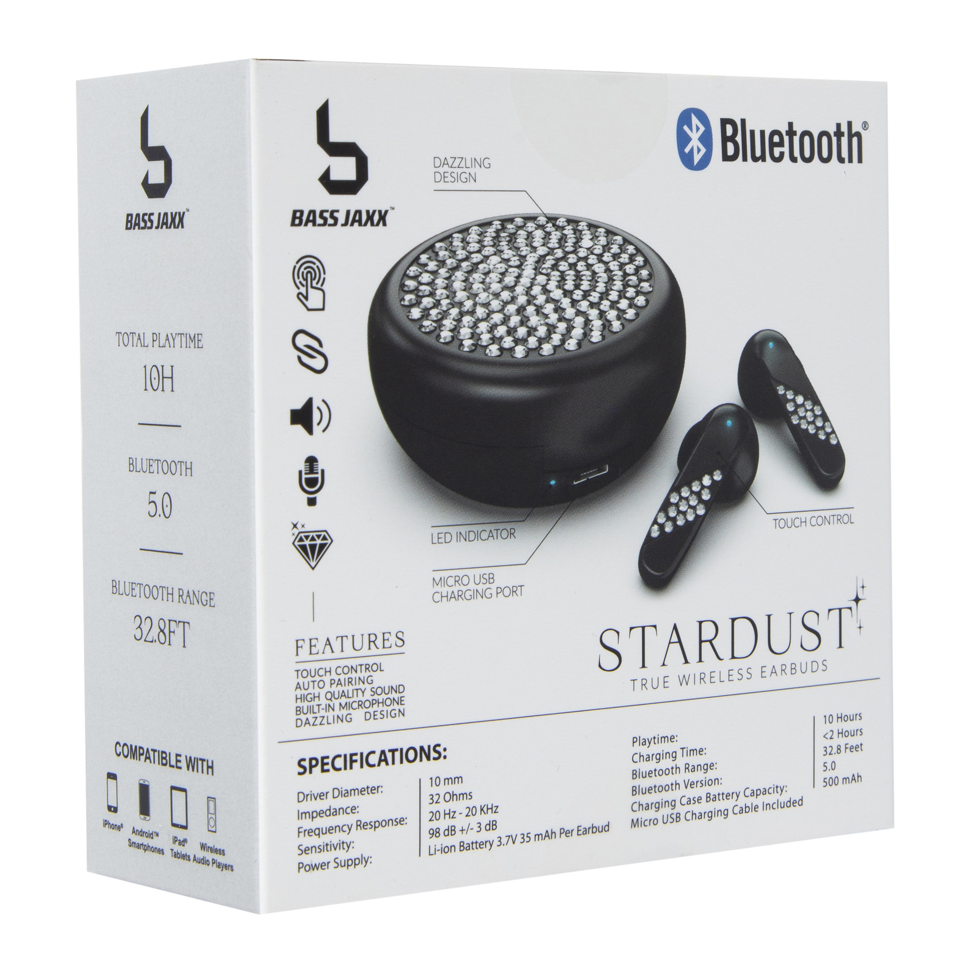 Stardust True Wireless Bluetooth® Earbuds With Case & Mic