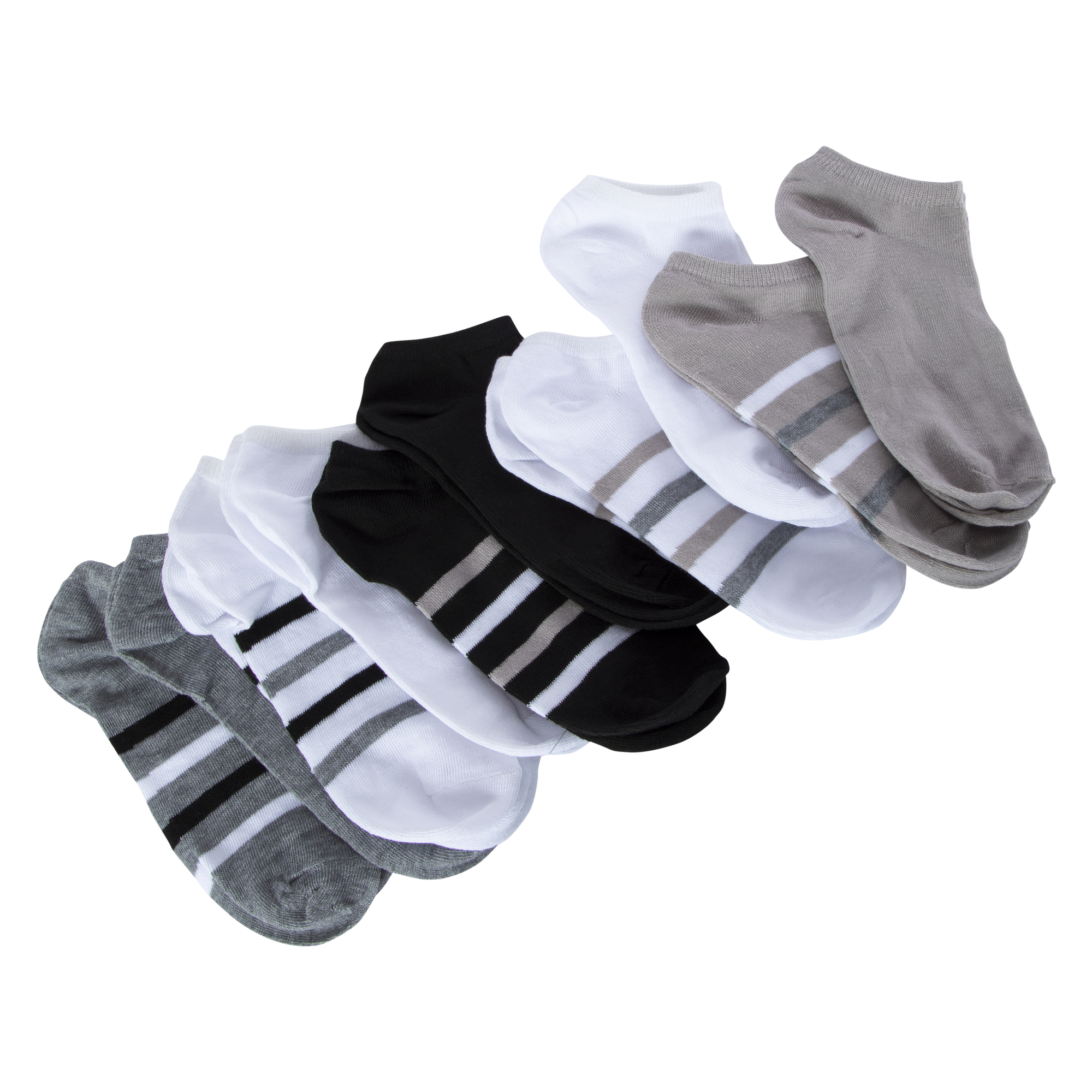 Ladies Ankle Socks 10-Pack - Stripes