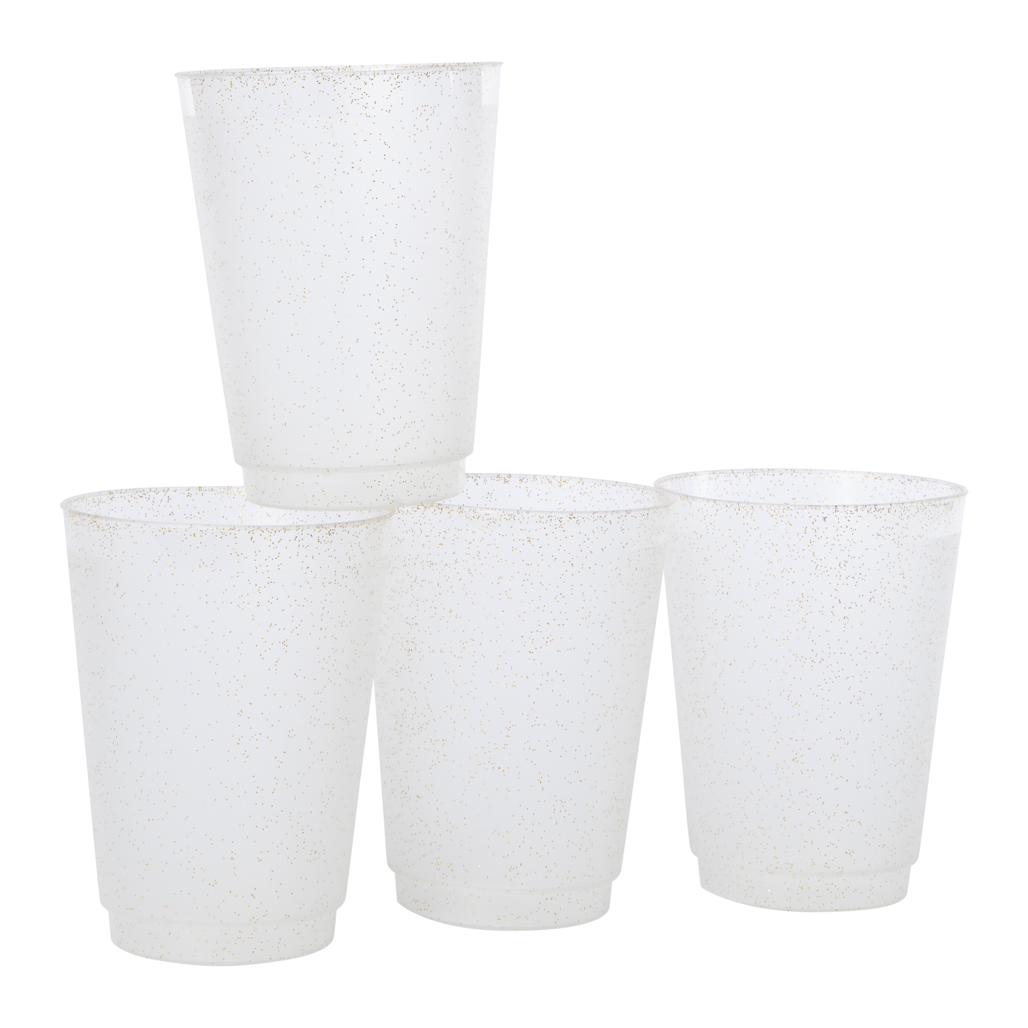 Reusable Cups 4-Pack - Gold Glitter