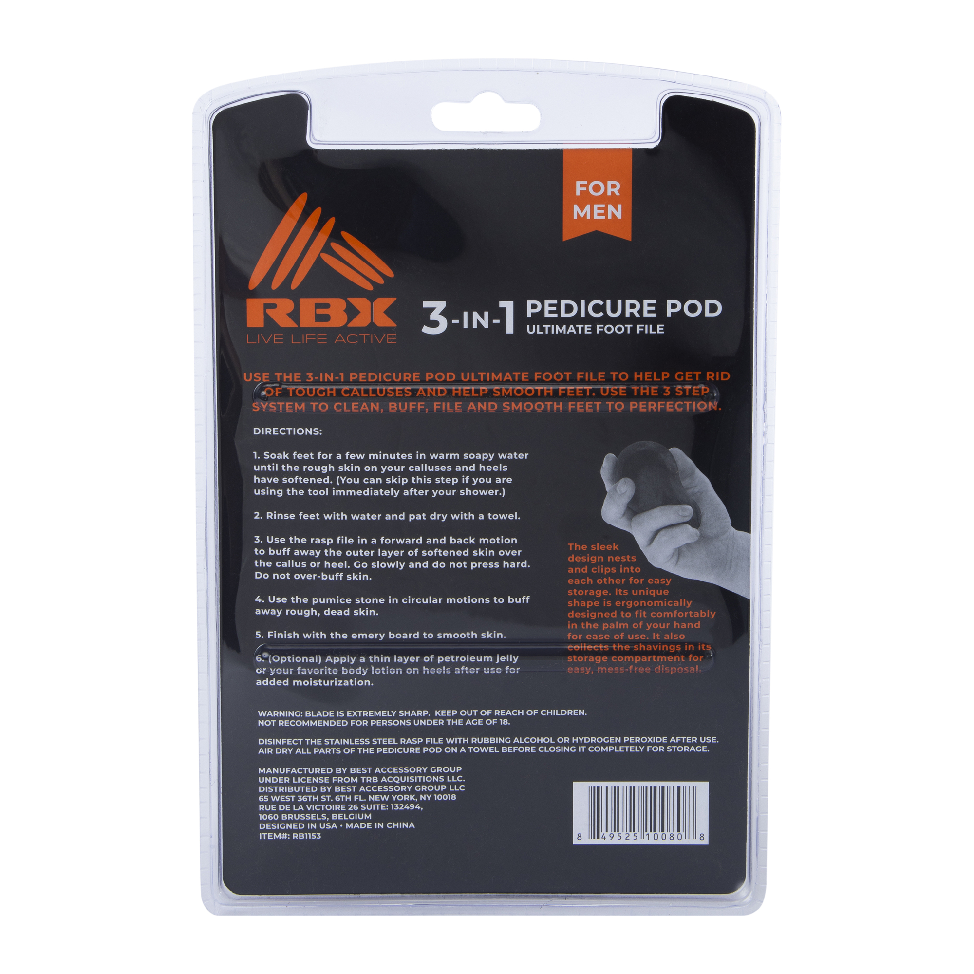 Rbx® 3-in-1 Pedicure Pod For Men