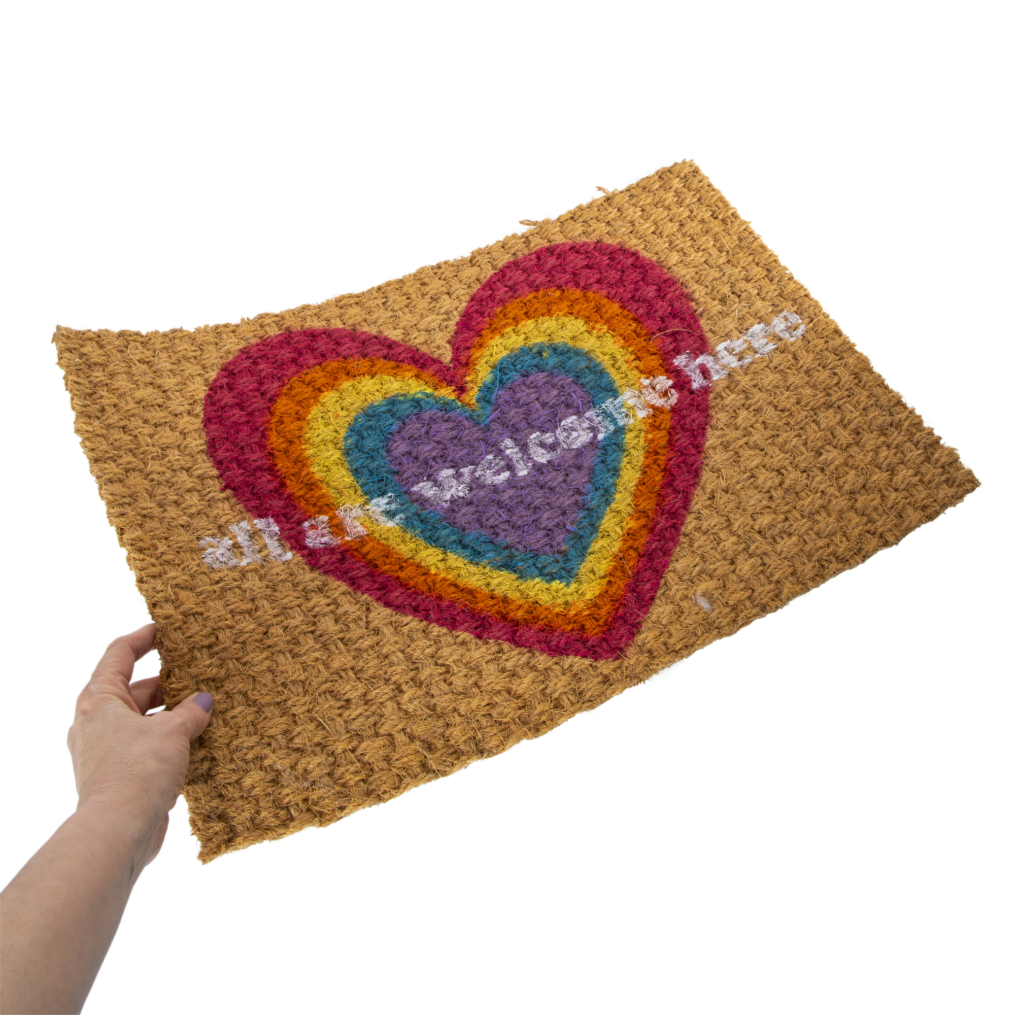 Pride Rainbow Heart Doormat 24in x 16in