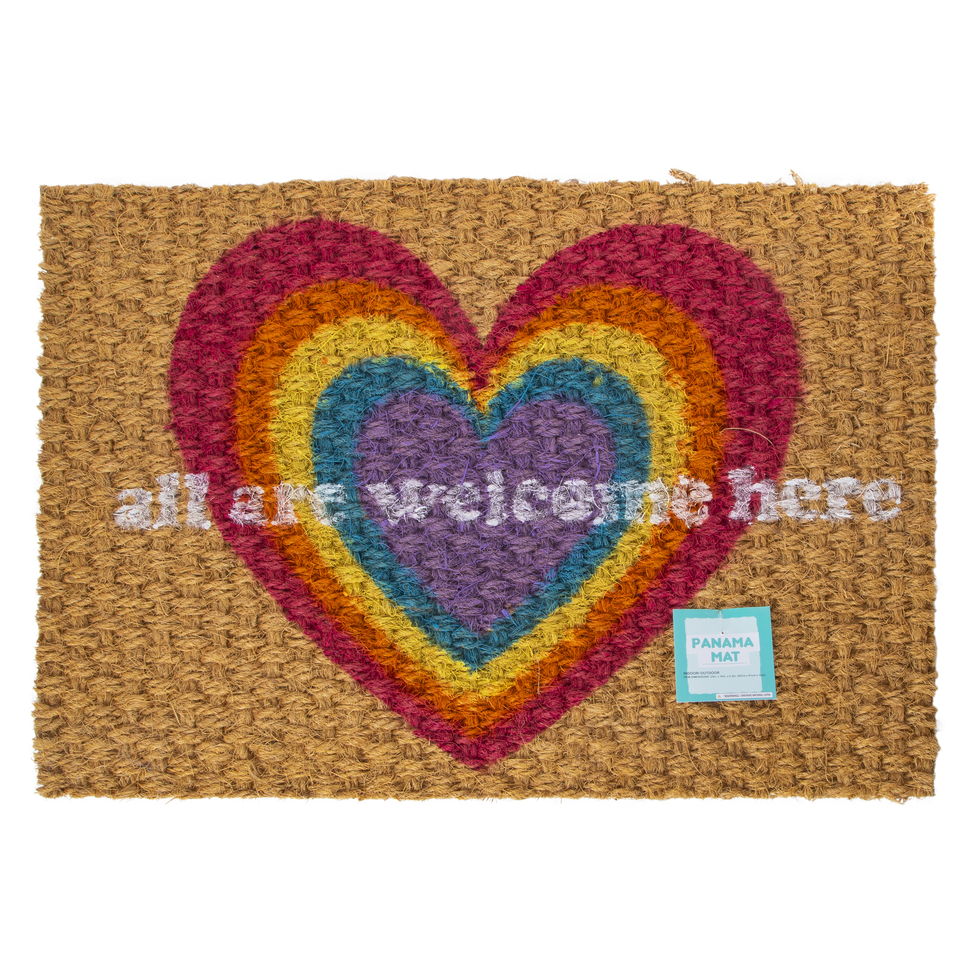 Pride Rainbow Heart Doormat 24in x 16in