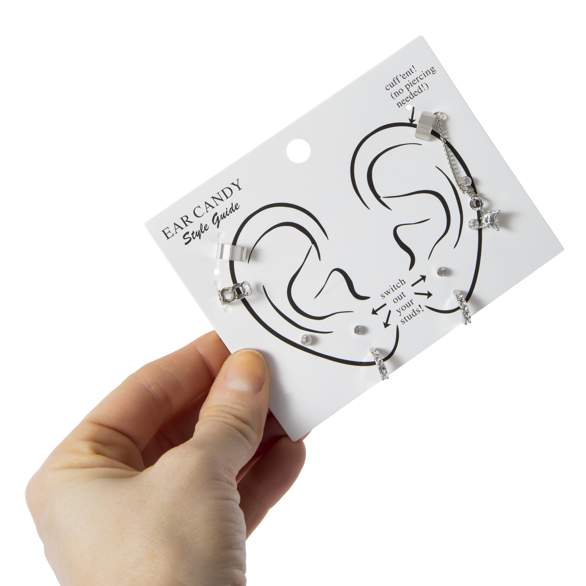 Silver Ear Cuff Earrings & Studs Set 9-Count
