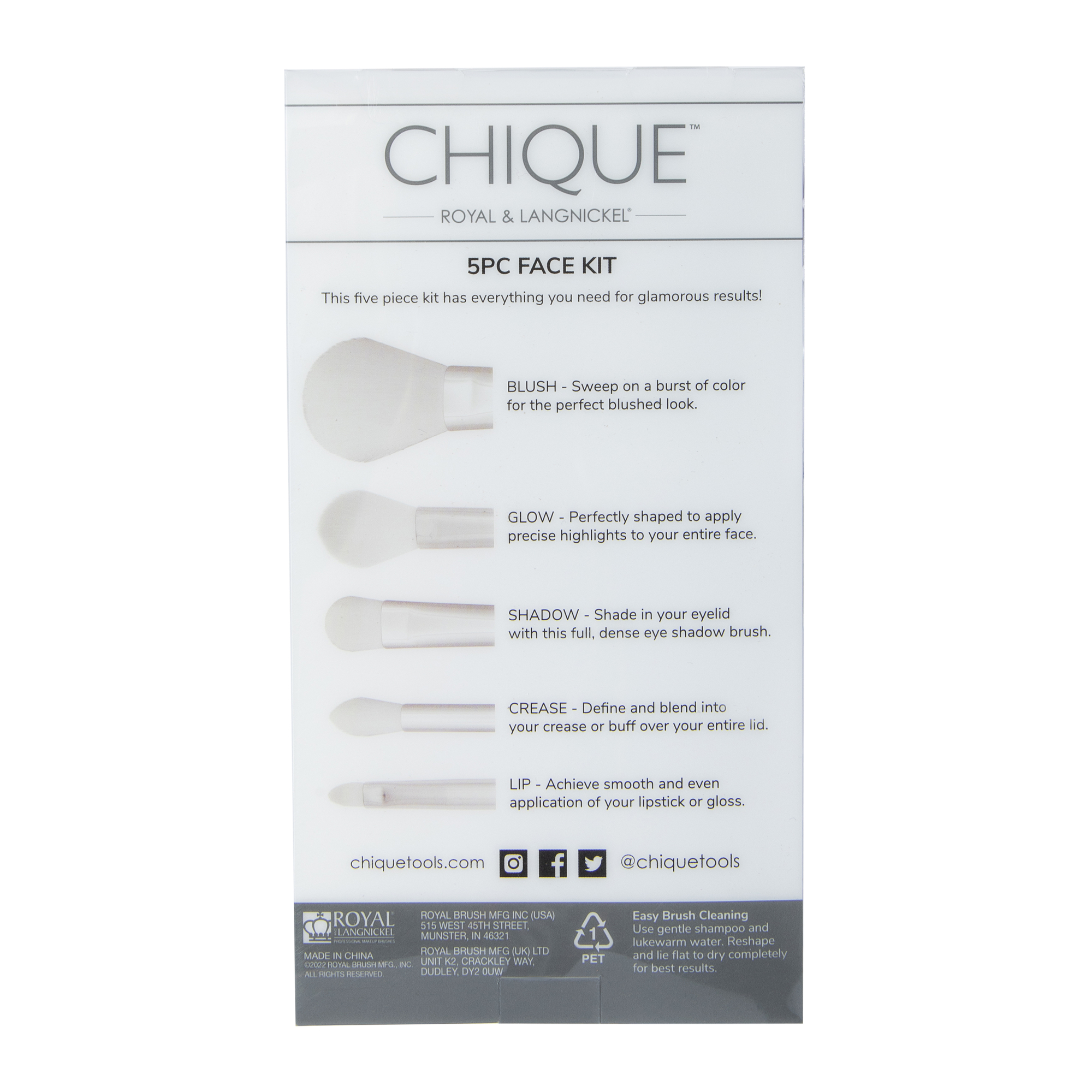 Chique™ 5-Piece Face Makeup Brush Set - Bright