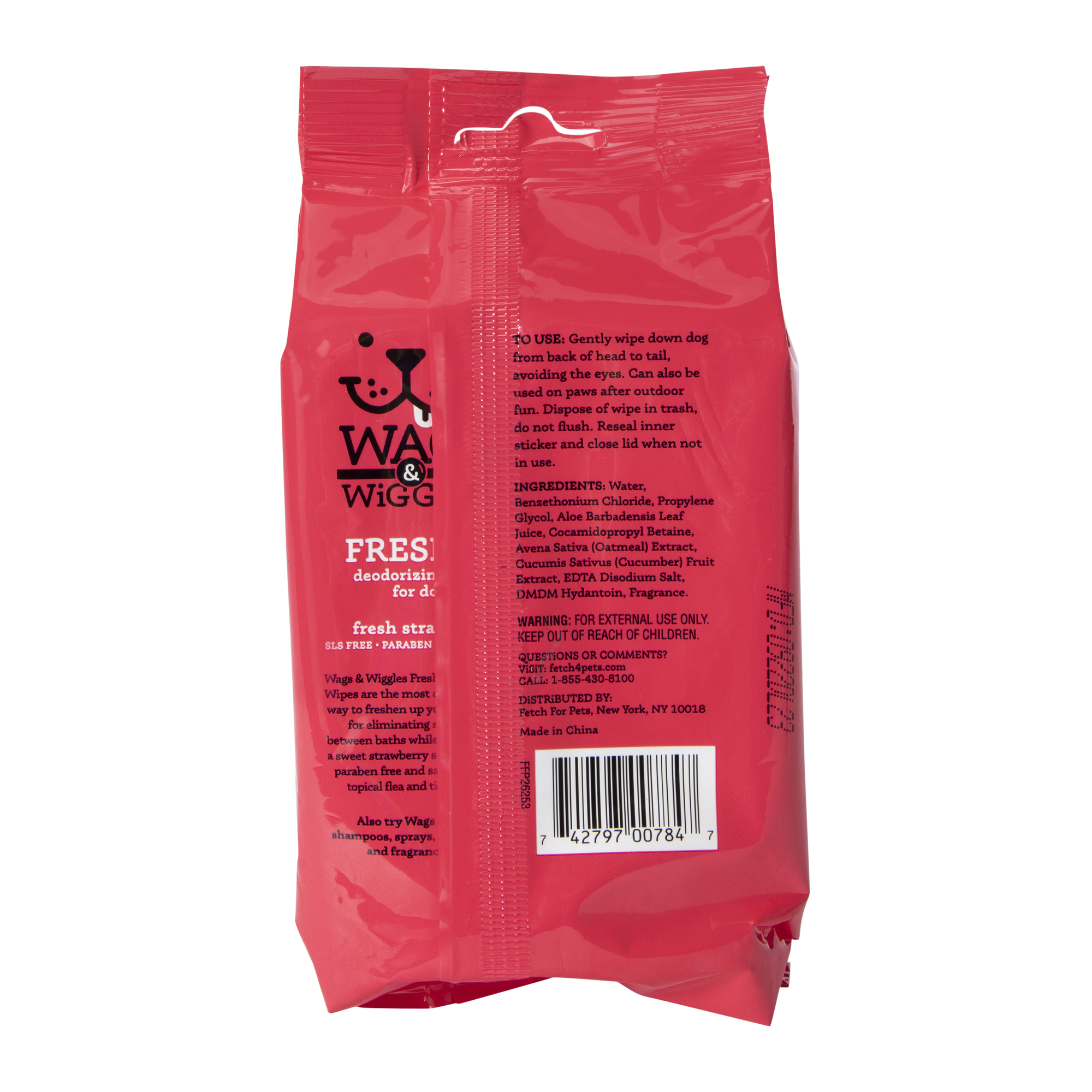 Wags & Wiggles Freshen Deodorizing Wipes For Dogs 30-Count
