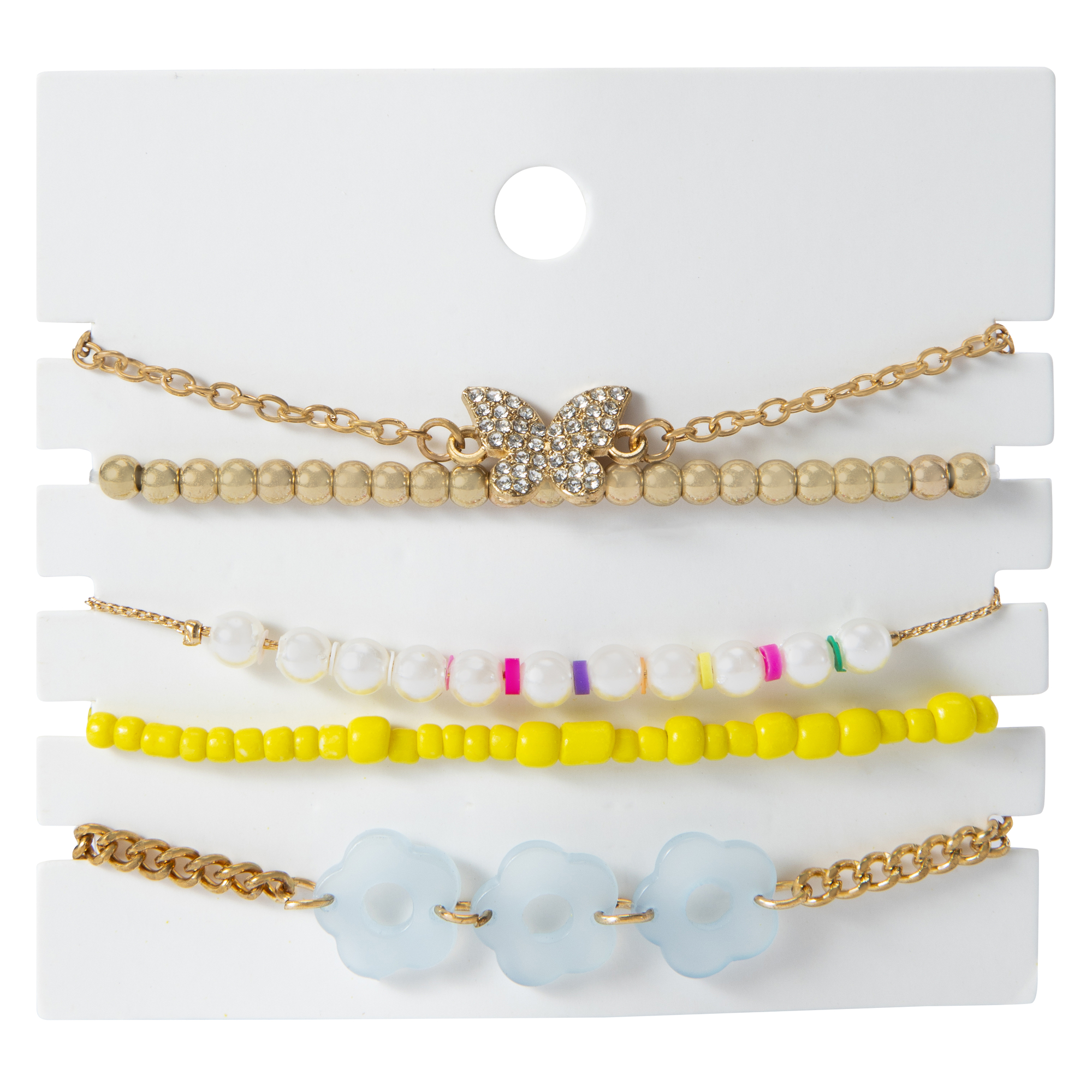 Beaded Bracelets 5-Count - Blue Flower