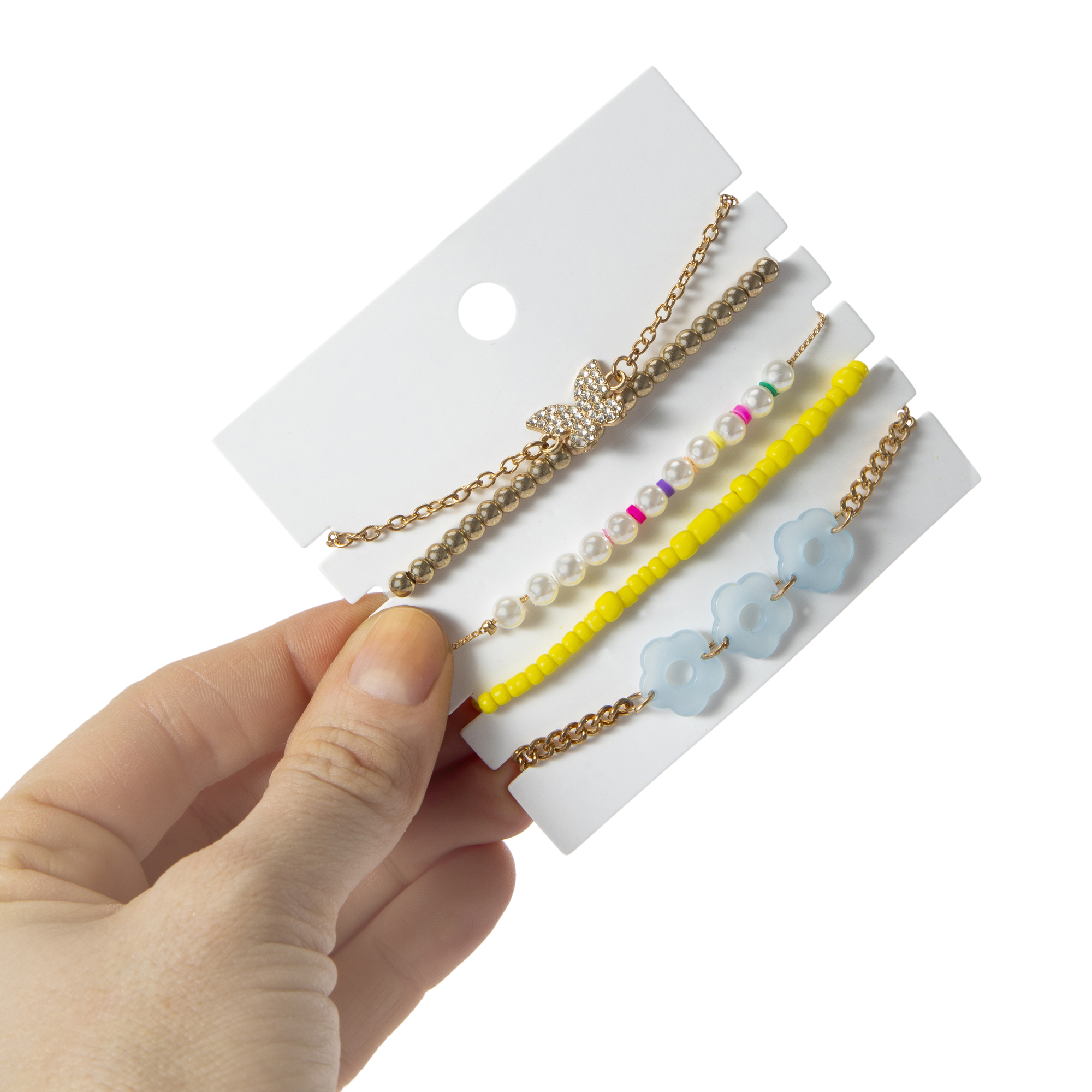 Beaded Bracelets 5-Count - Blue Flower