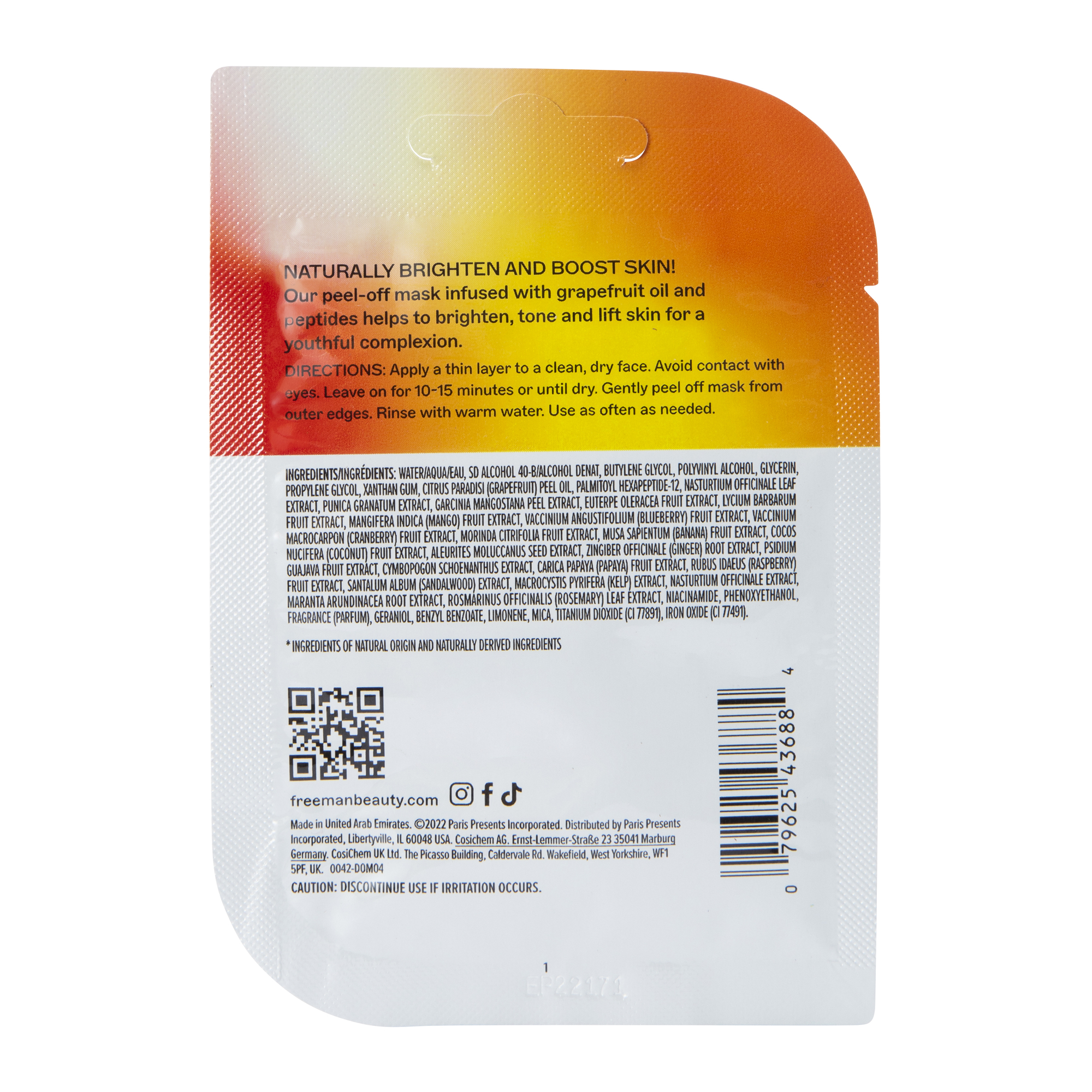 Freeman® Grapefruit invigorating Peel-Off Mask 0.33 Fl.oz