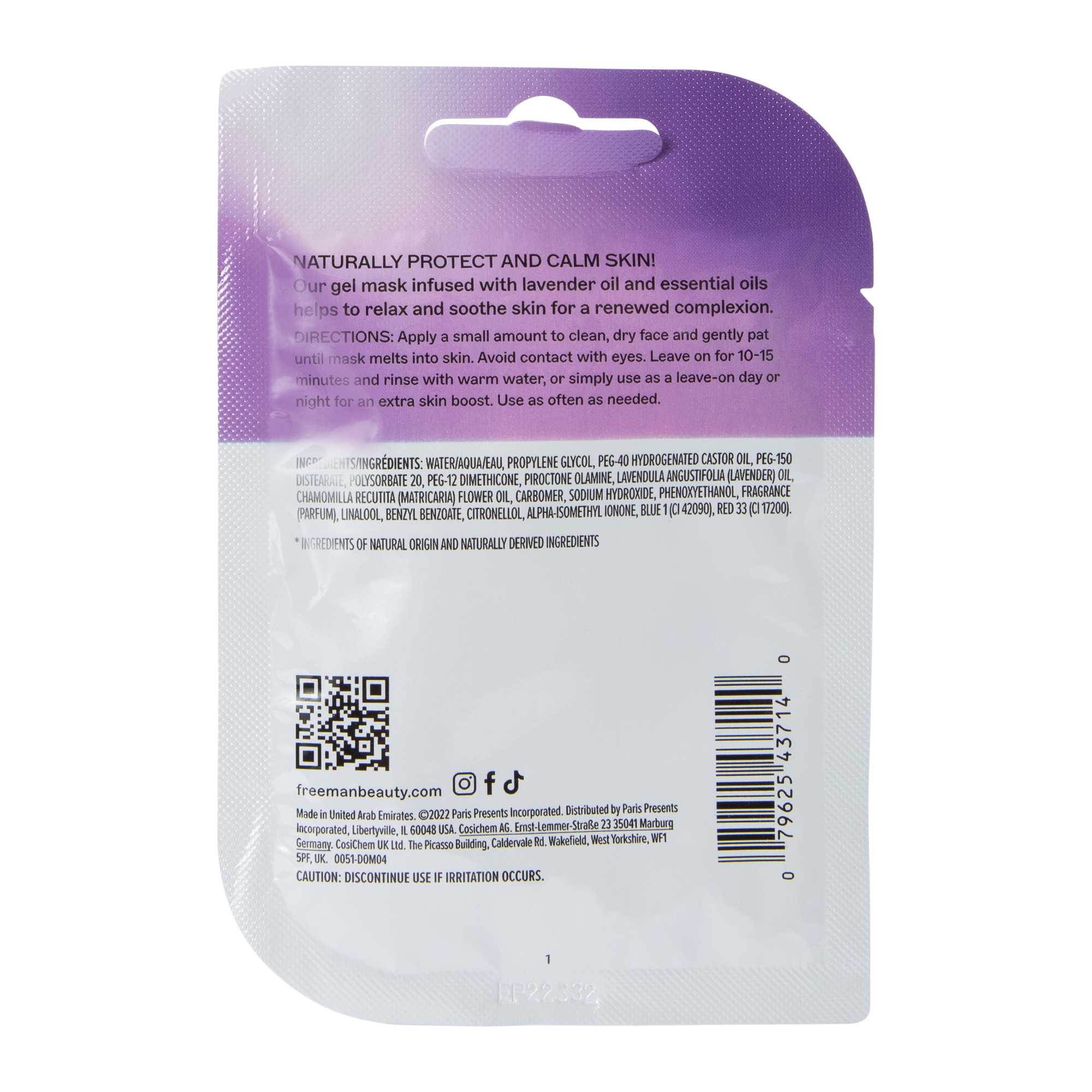 Freeman® Lavender Relaxing Gel Mask  0.33 Fl.oz