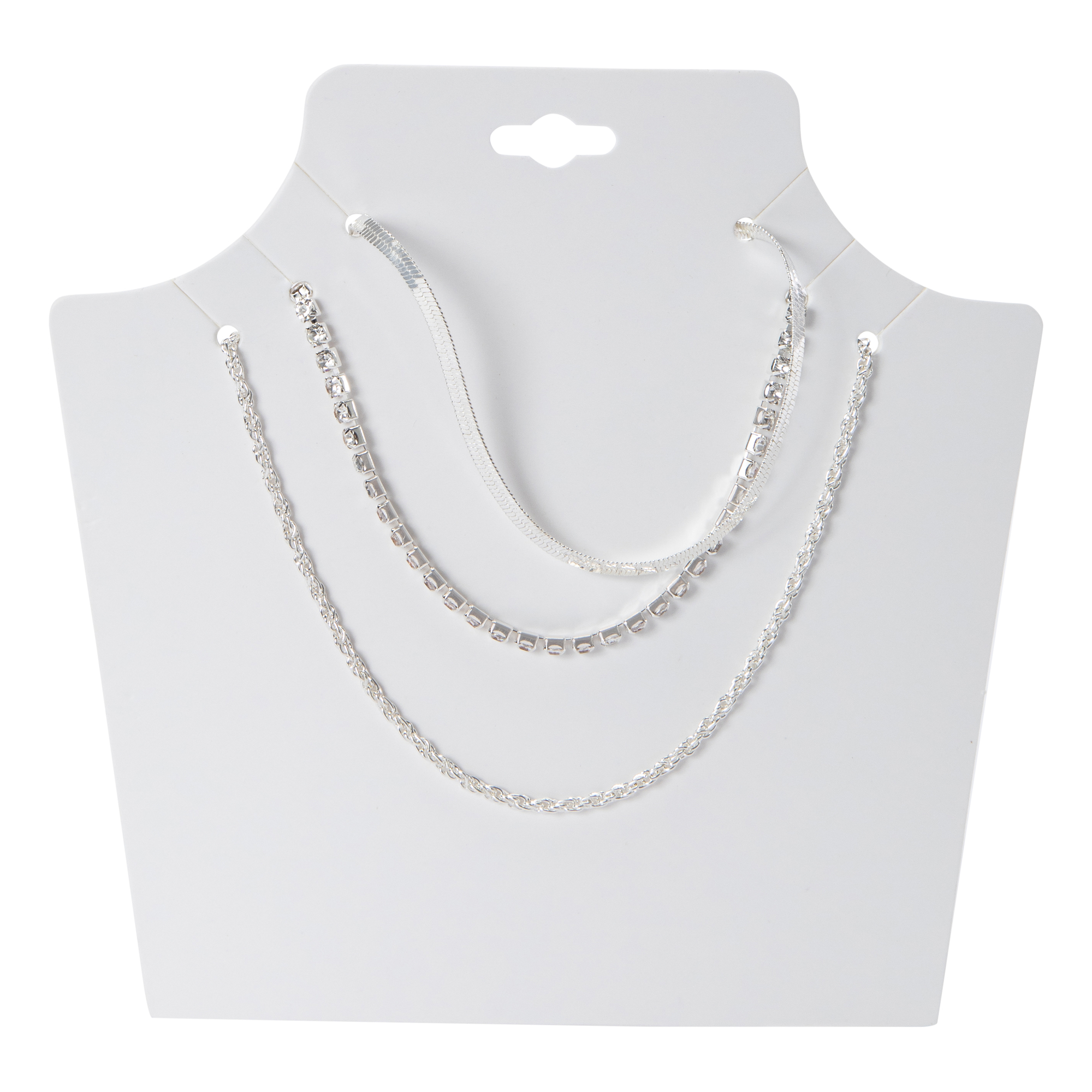 Layered Rhinestone Chain Necklace