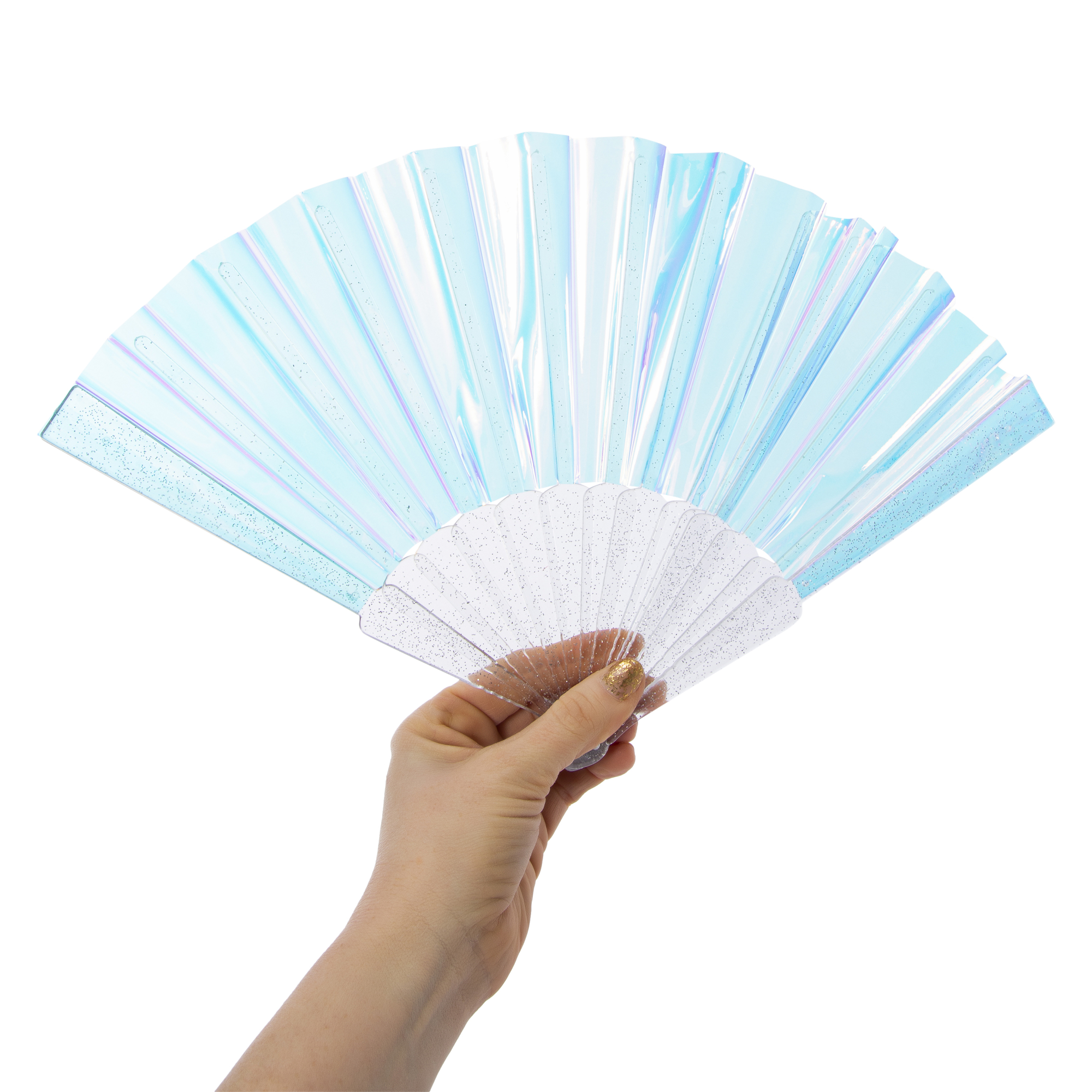 Foldable Hand-Held Festival Fan - Iridescent