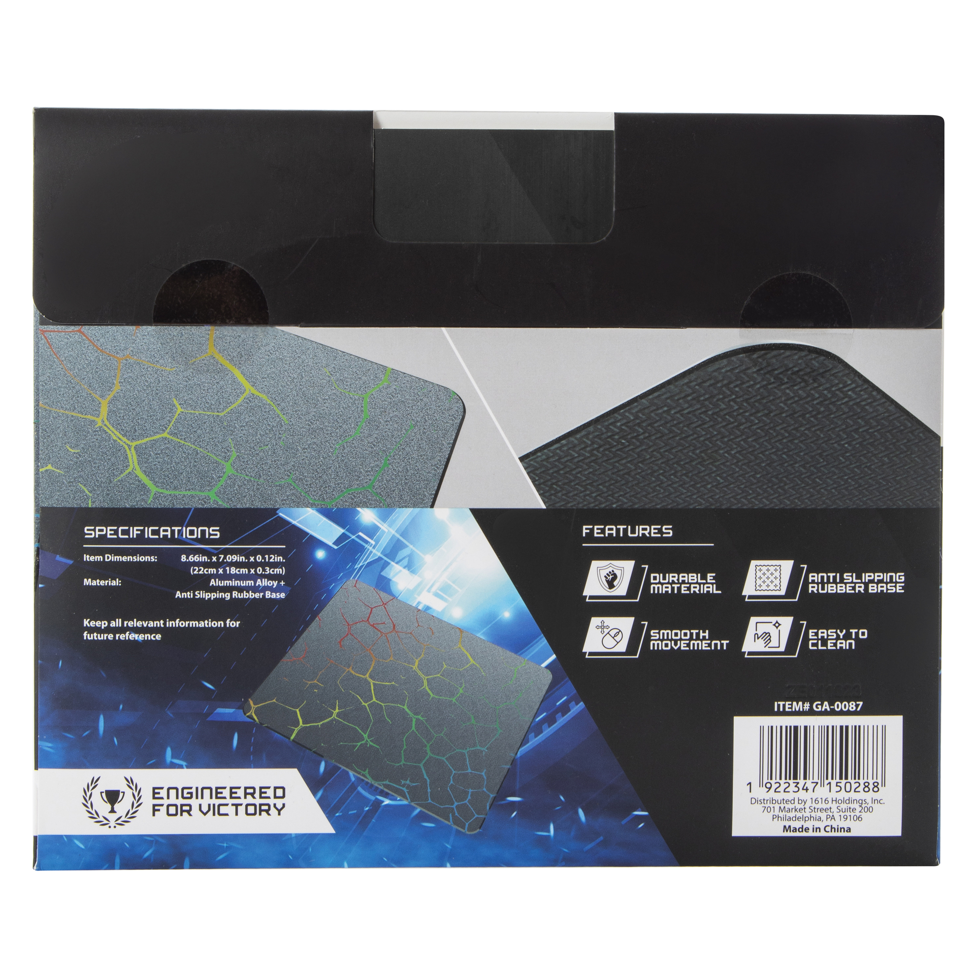 Aluminum Gaming Mousepad 9in x 7in - Lightning