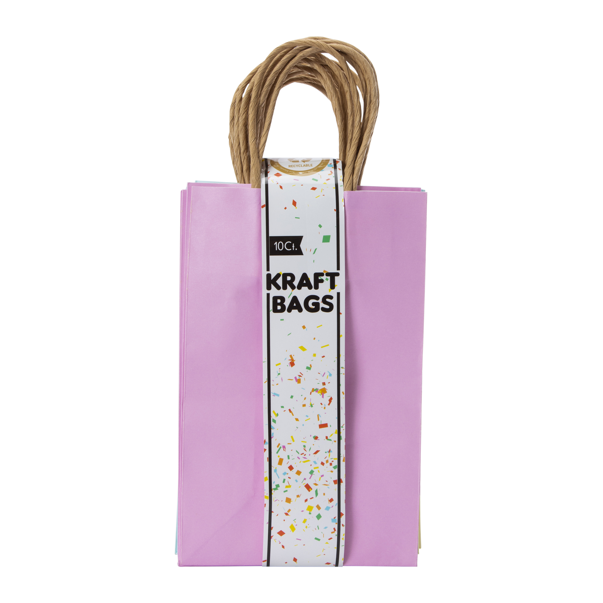 Small Pastel Kraft Gift Bags 8.35in x 
5.2in 10-Count