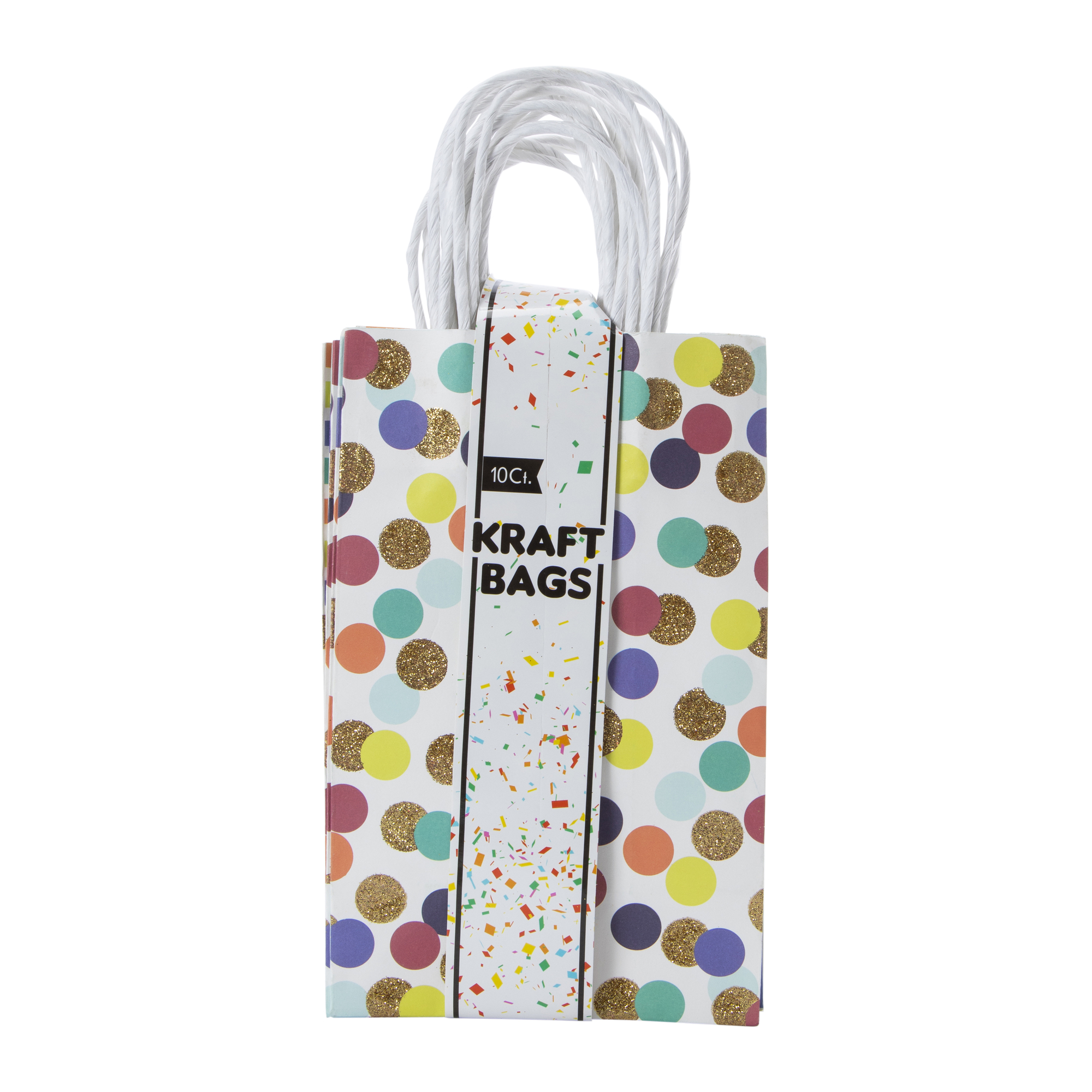 Small Polka Dot Kraft Gift Bags 8.35in x 
5.2in 10-Count