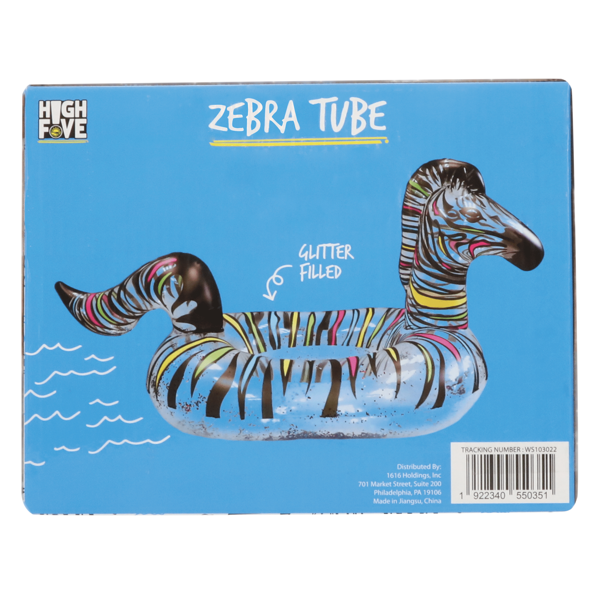 High Five® Glitter Zebra Tube Pool Float 53in x 25in