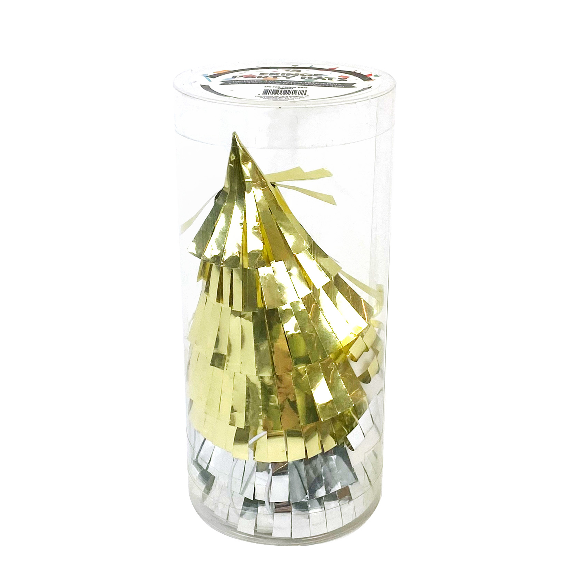 Foil Fringe Party Hats 4-Count