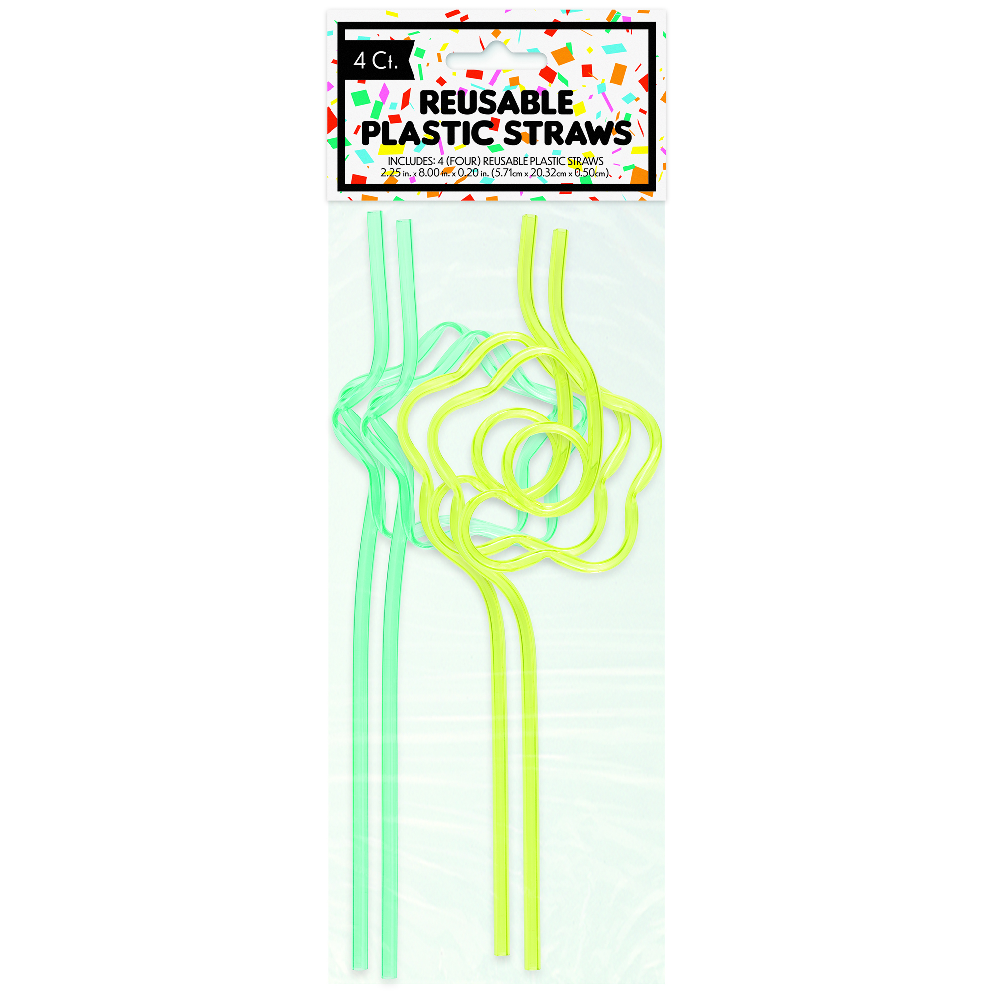 Fun Shaped Reusable Straws 4-Count