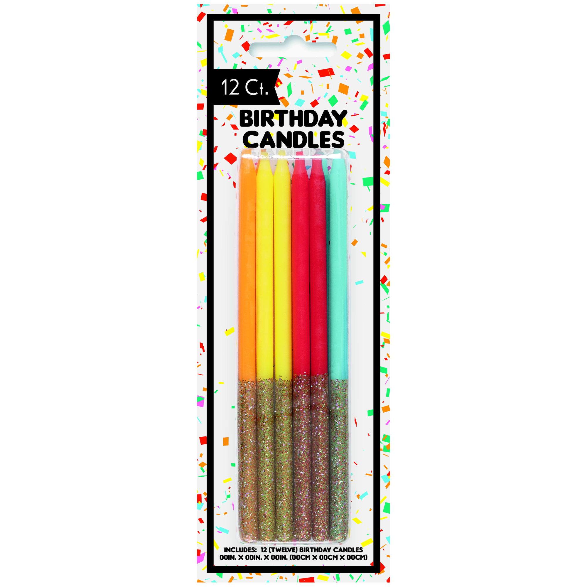 Glitter Dipped Candles 5in 12-Count