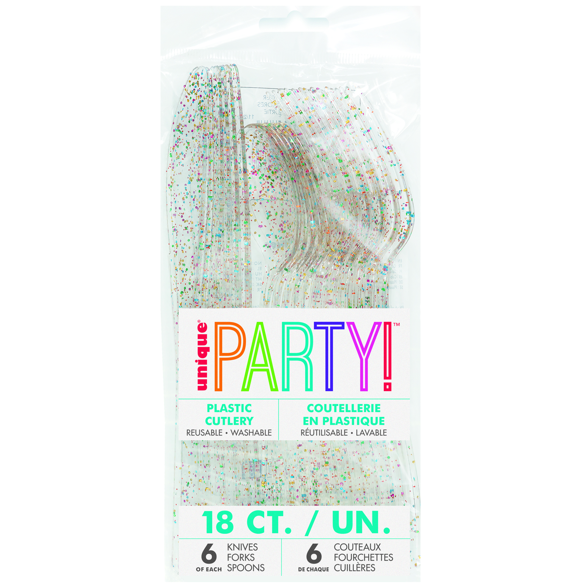 Glitter Plastic Cutlery 18-Count