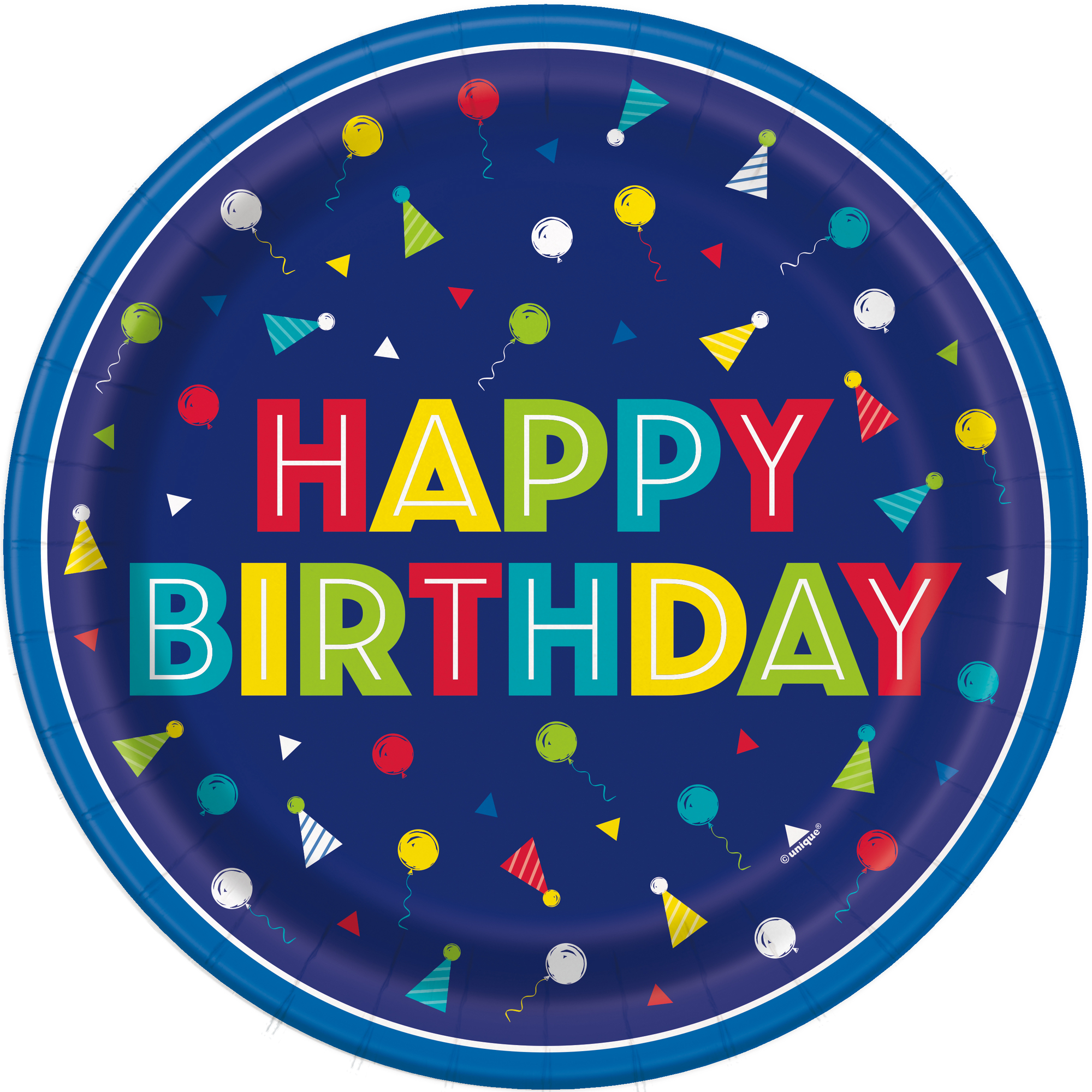 9in Paper Plates 8-Count - Blue Birthday