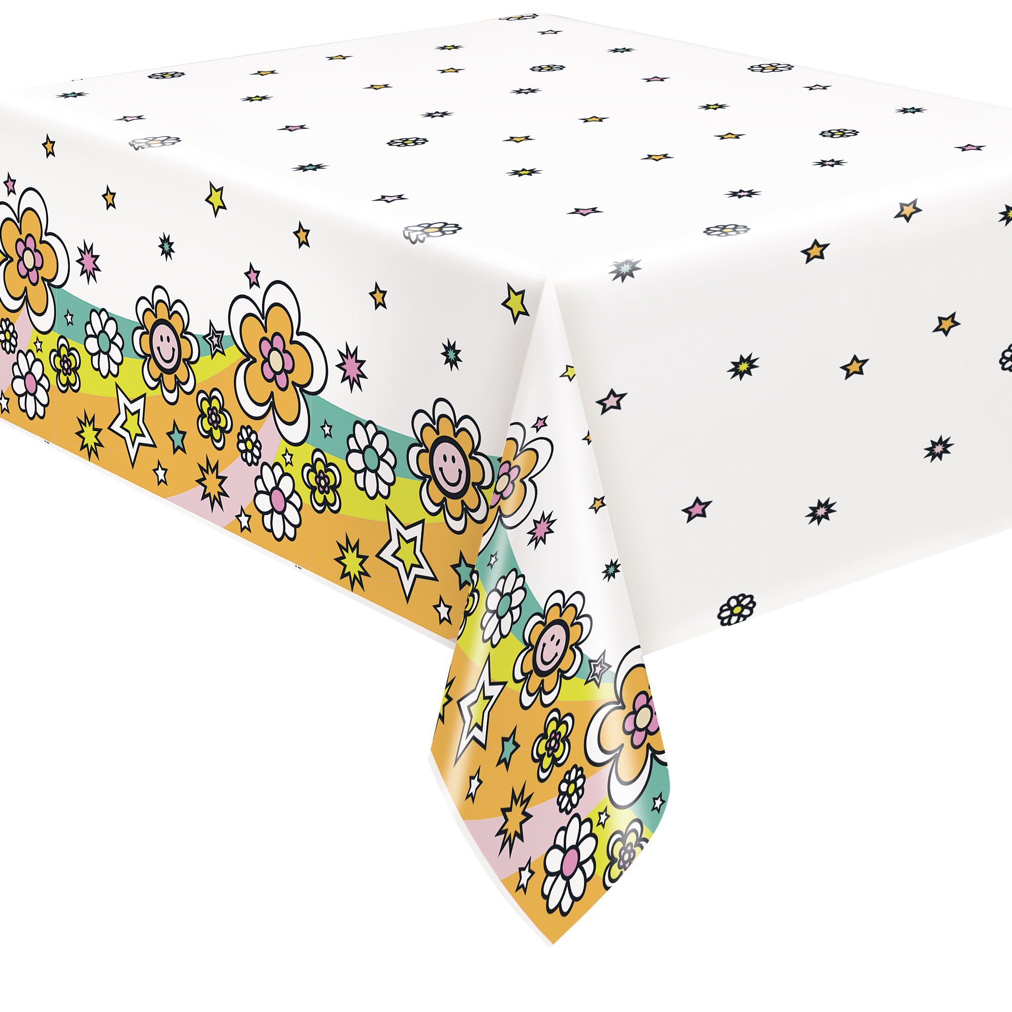 Plastic Table Cover 54in x 84in - Flower Power
