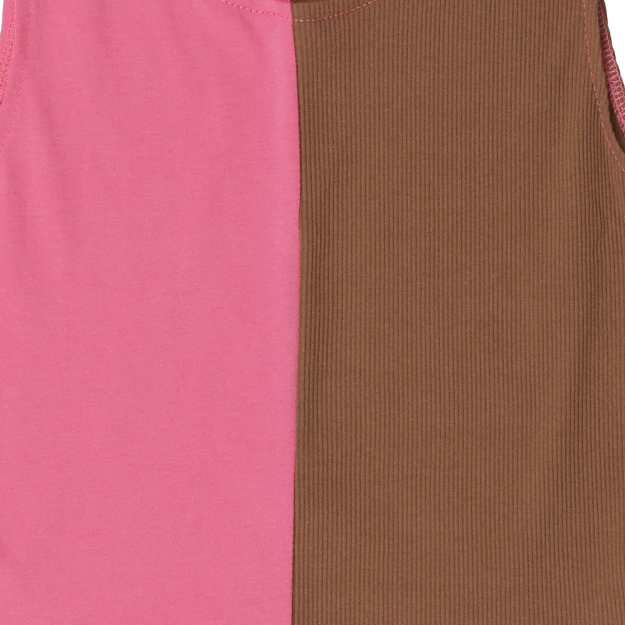 Pink & Brown Split Cropped Tank Top