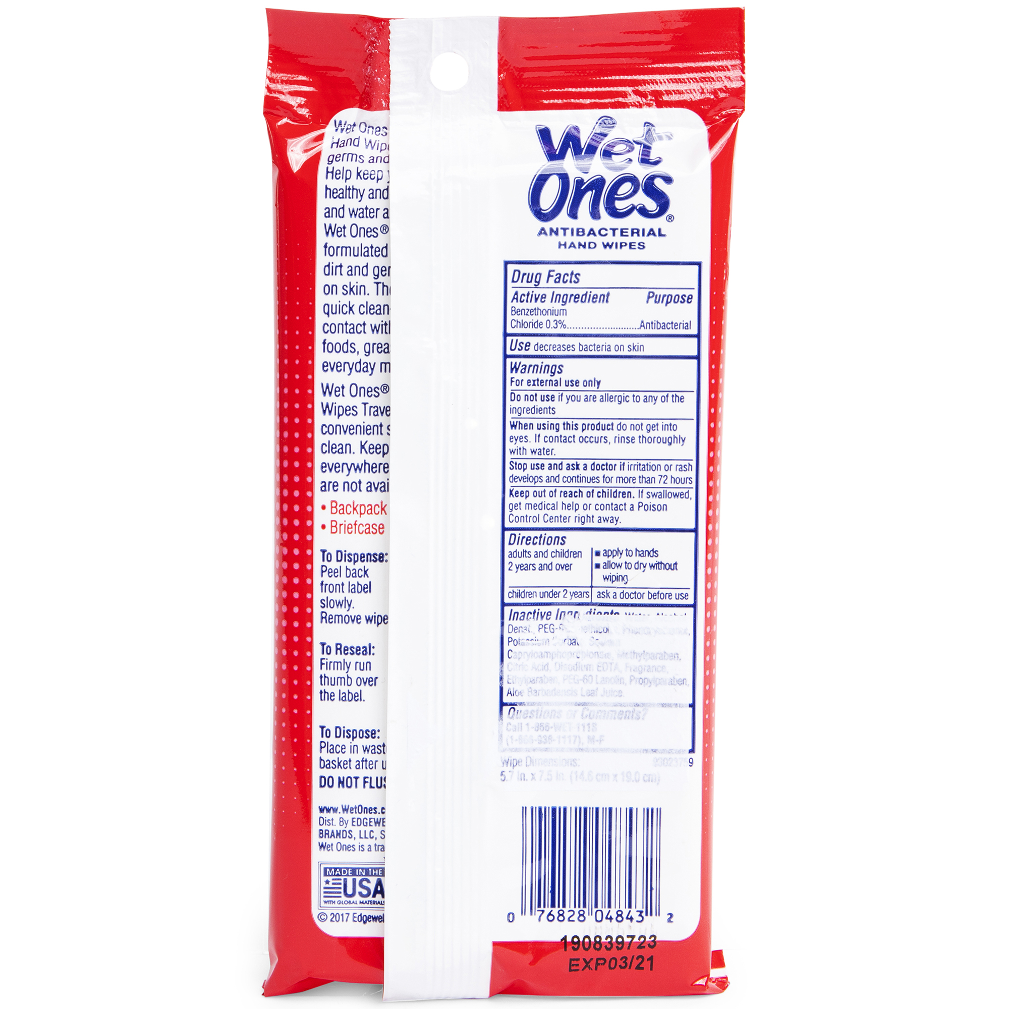 Wet Ones® Antibacterial Hand Wipes Fresh Scent 20-Pack