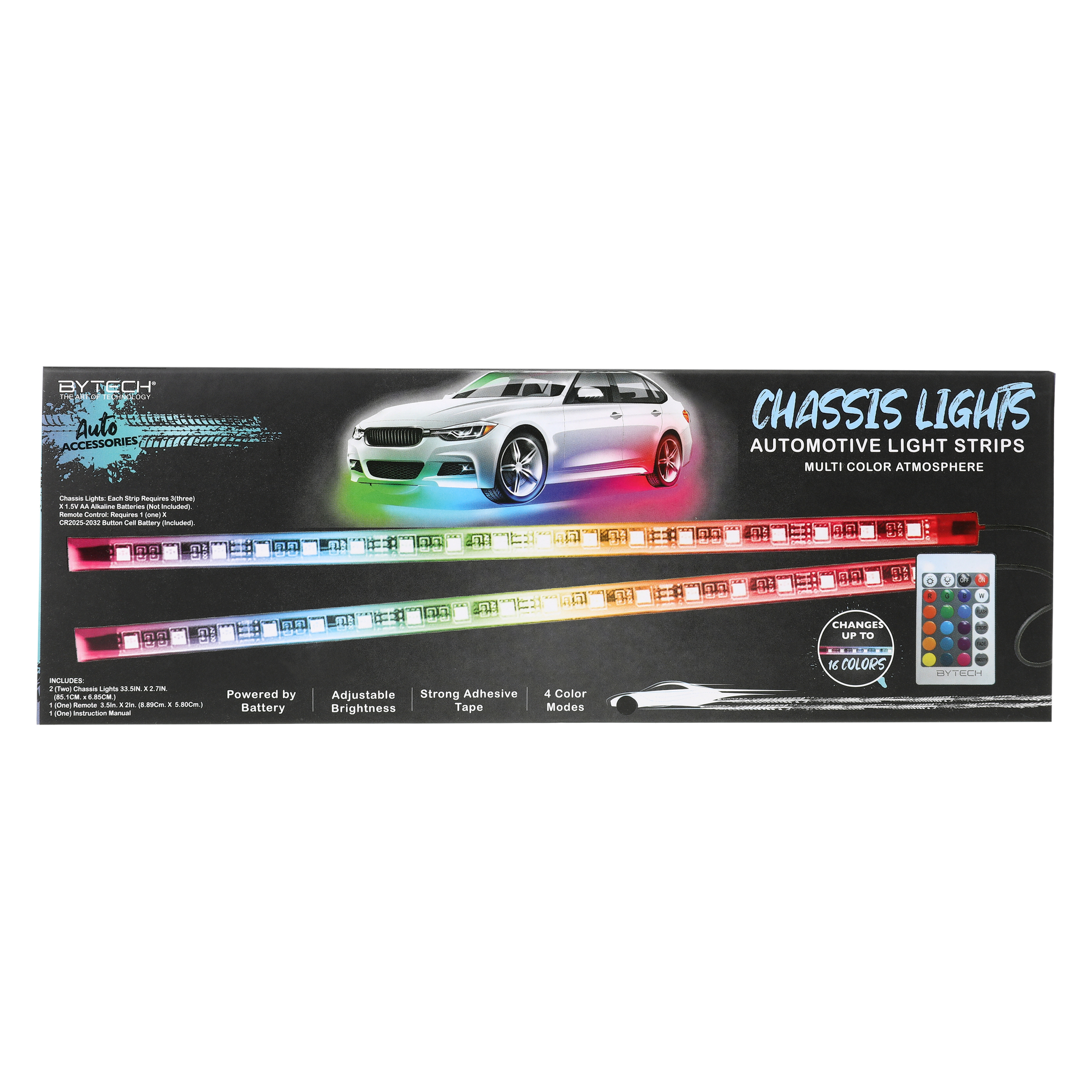 Multicolor Chassis Lights Auto Light Strips 2-Count
