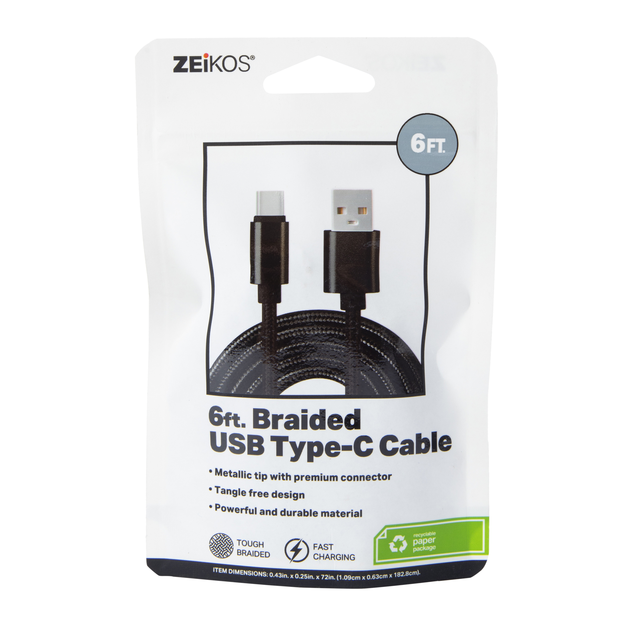 6ft USB-C To USB-A Charging Cable