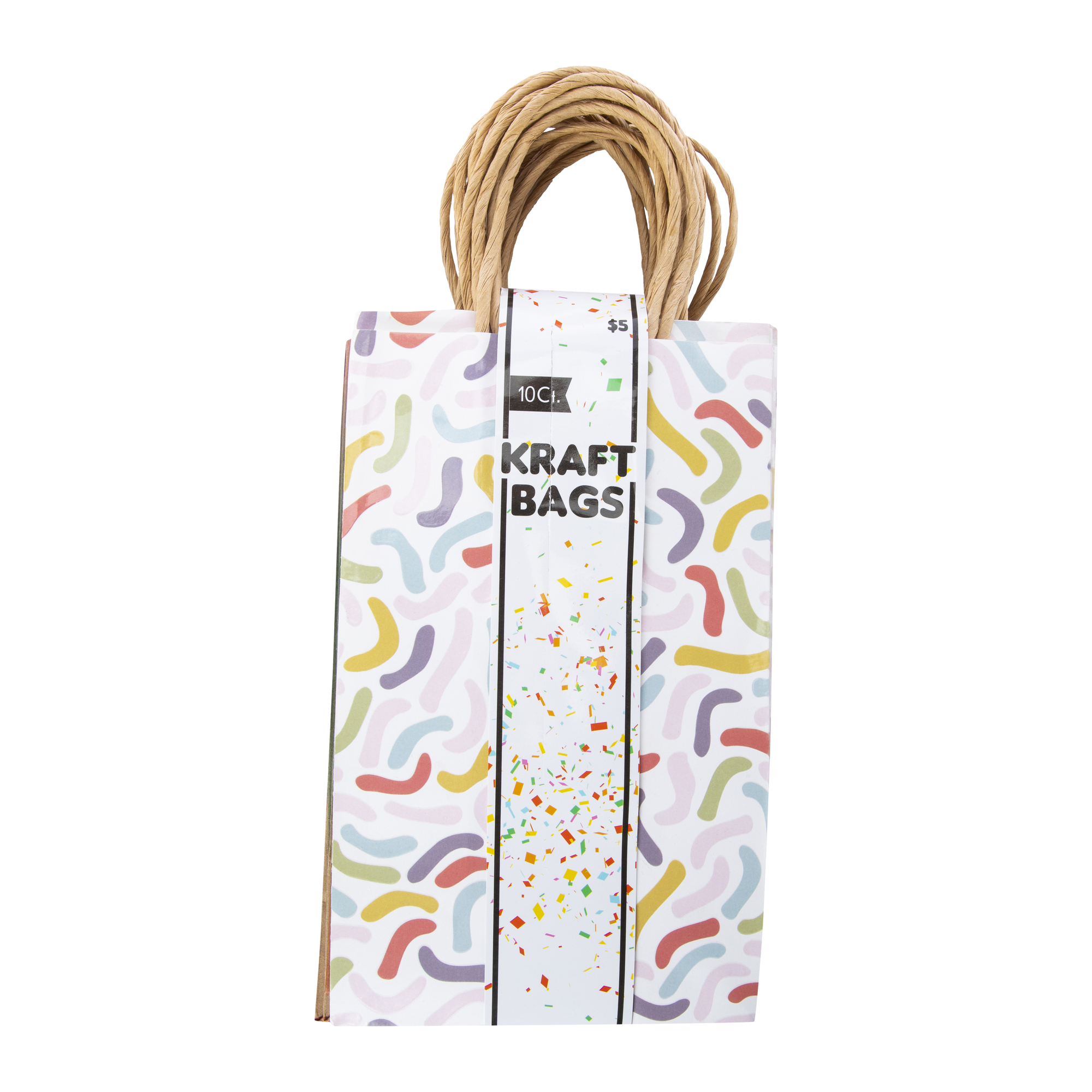 10-Count Small Rainbow Kraft Paper Gift Bags
