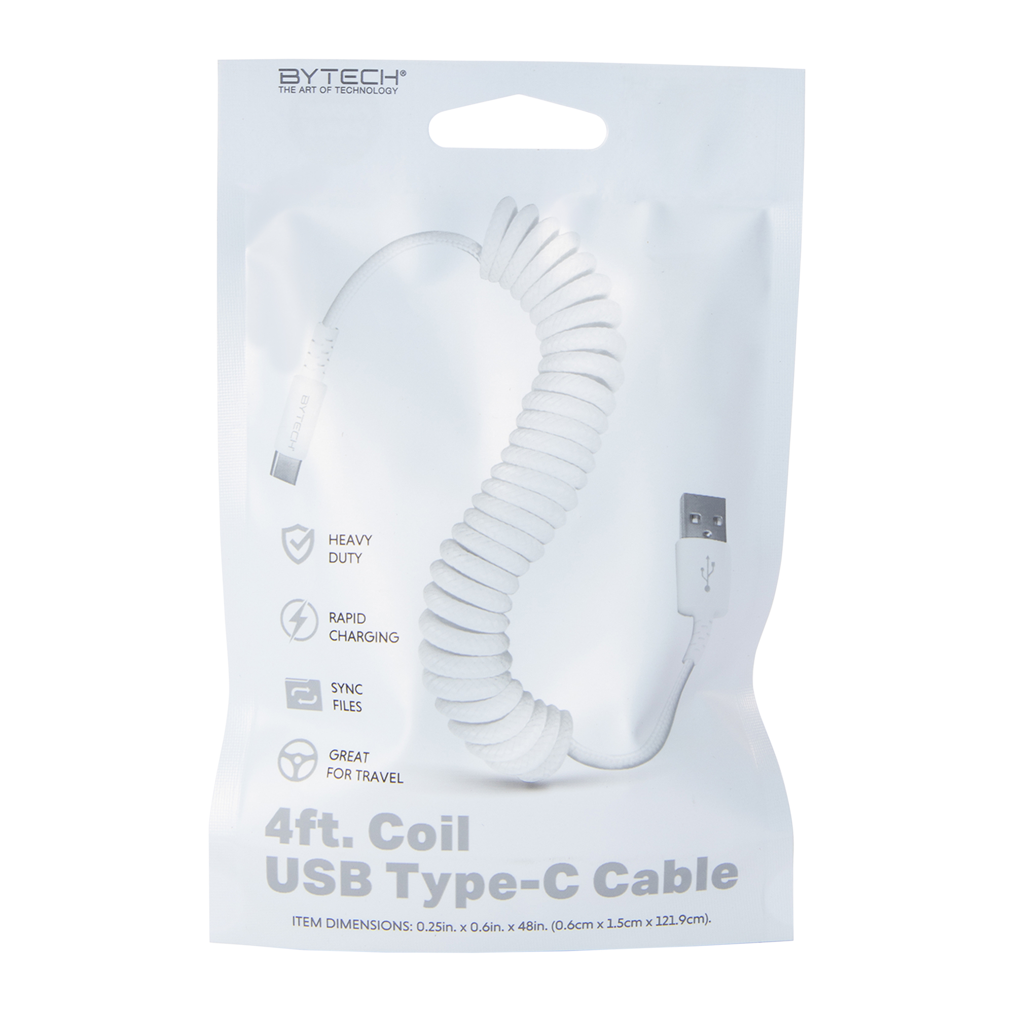 4ft USB-C Coil Cable - White
