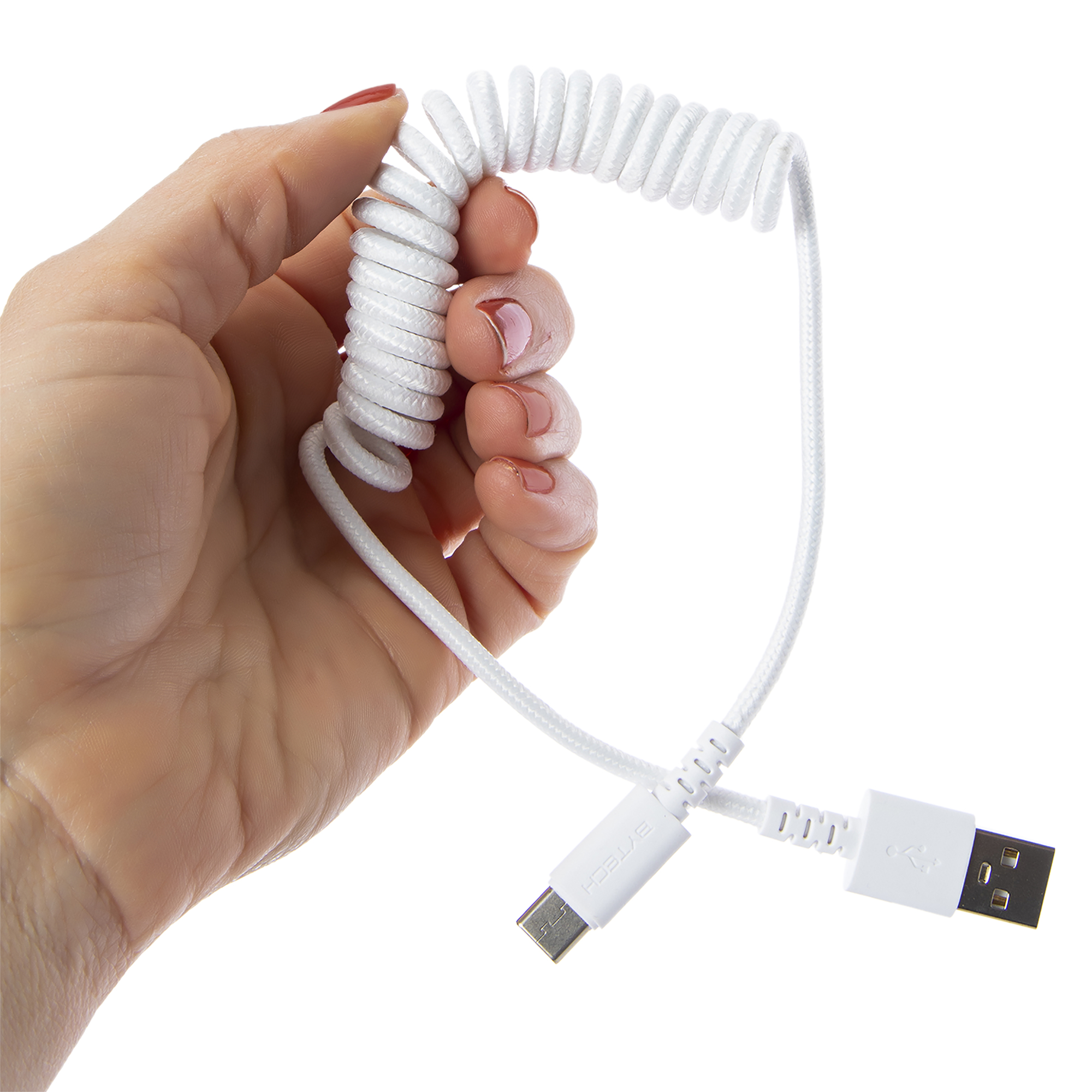4ft USB-C Coil Cable - White