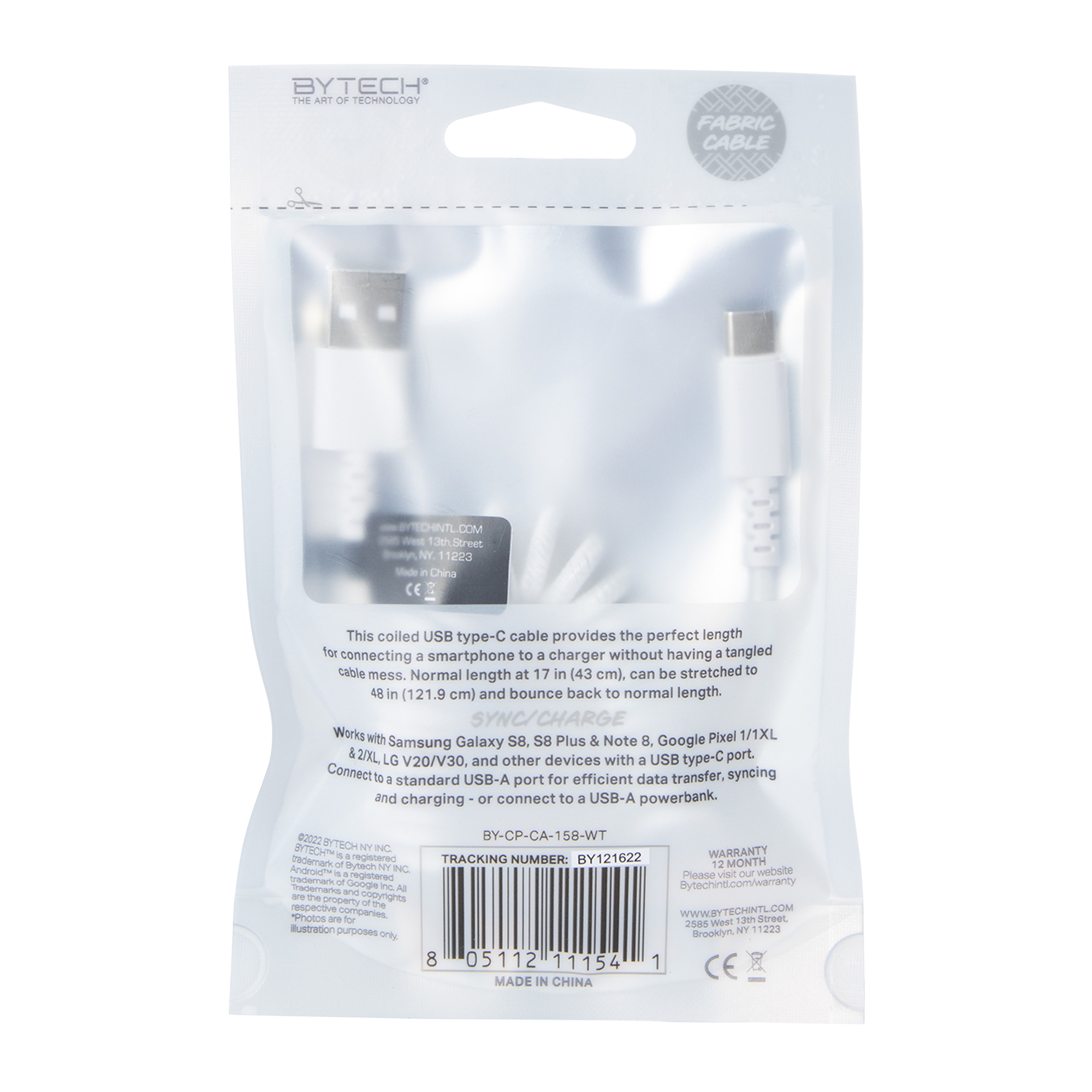 4ft USB-C Coil Cable - White