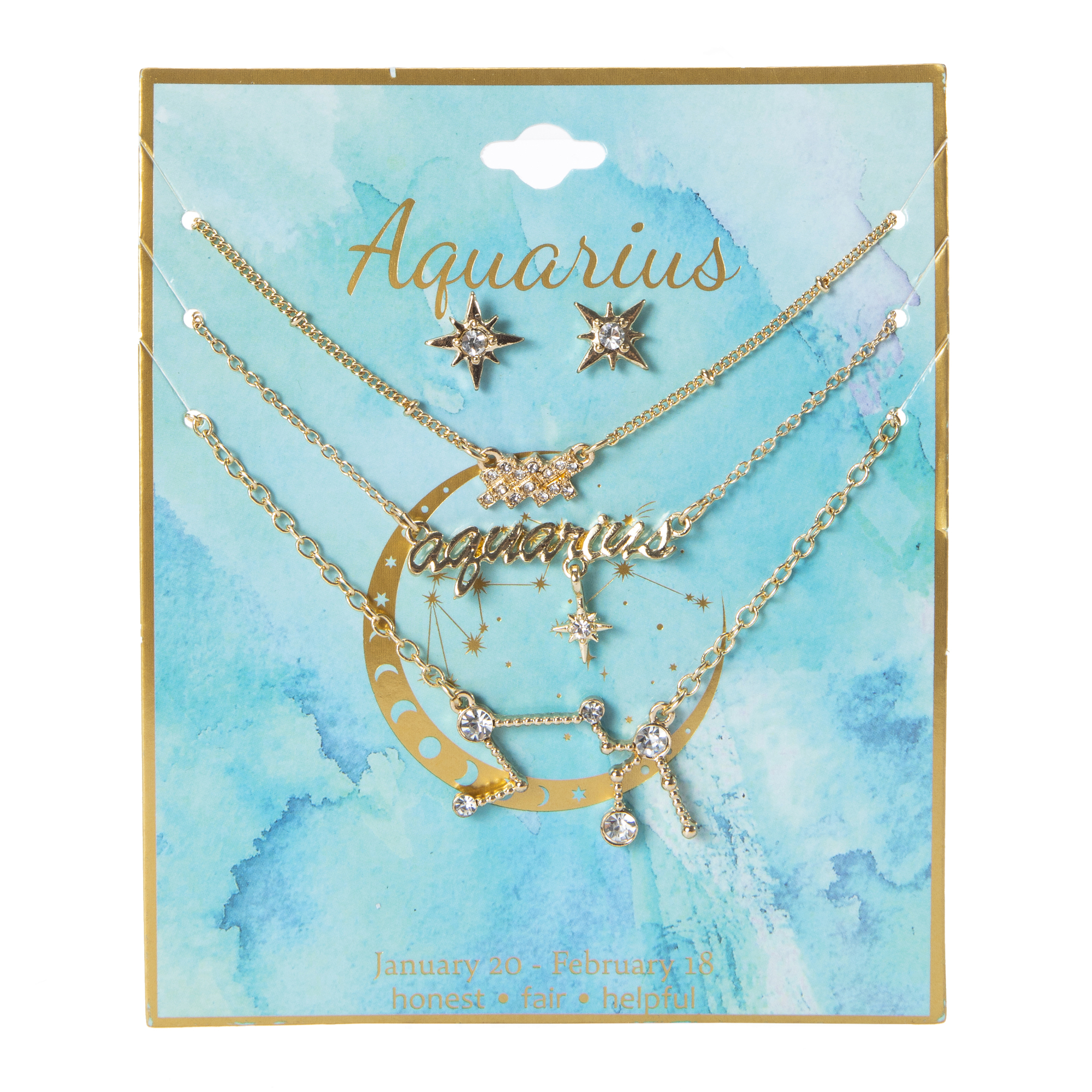 Astrology Charm Necklaces & Earrings 4-Piece Set