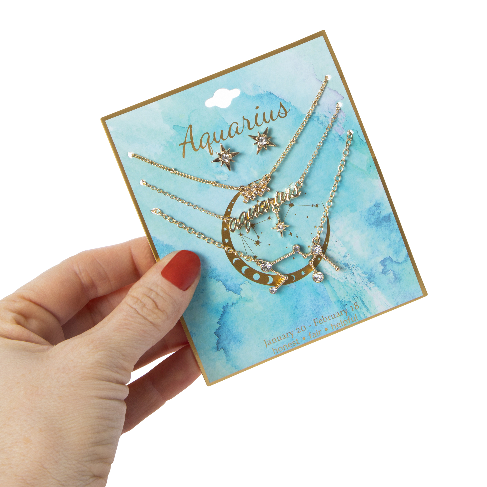 Astrology Charm Necklaces & Earrings 4-Piece Set