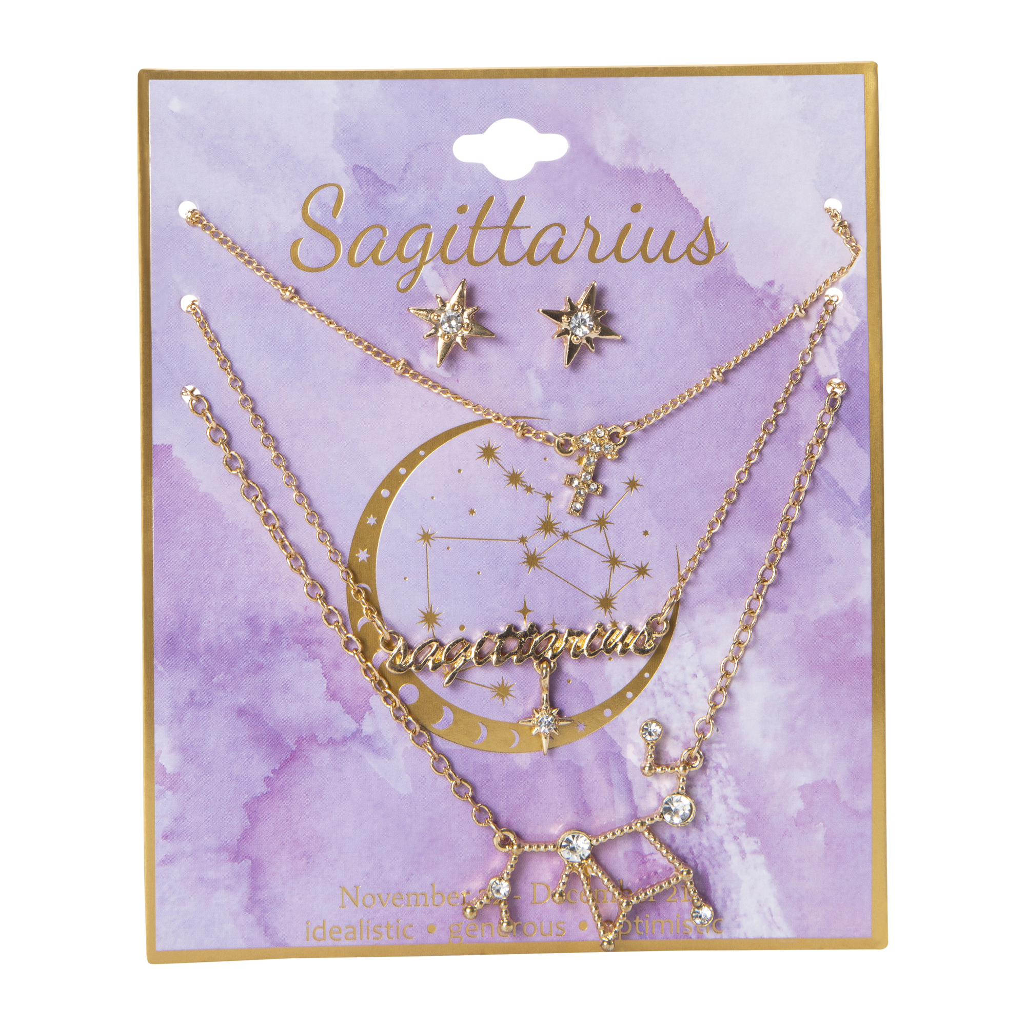 Astrology Charm Necklaces & Earrings 4-Piece Set - Sagittarius