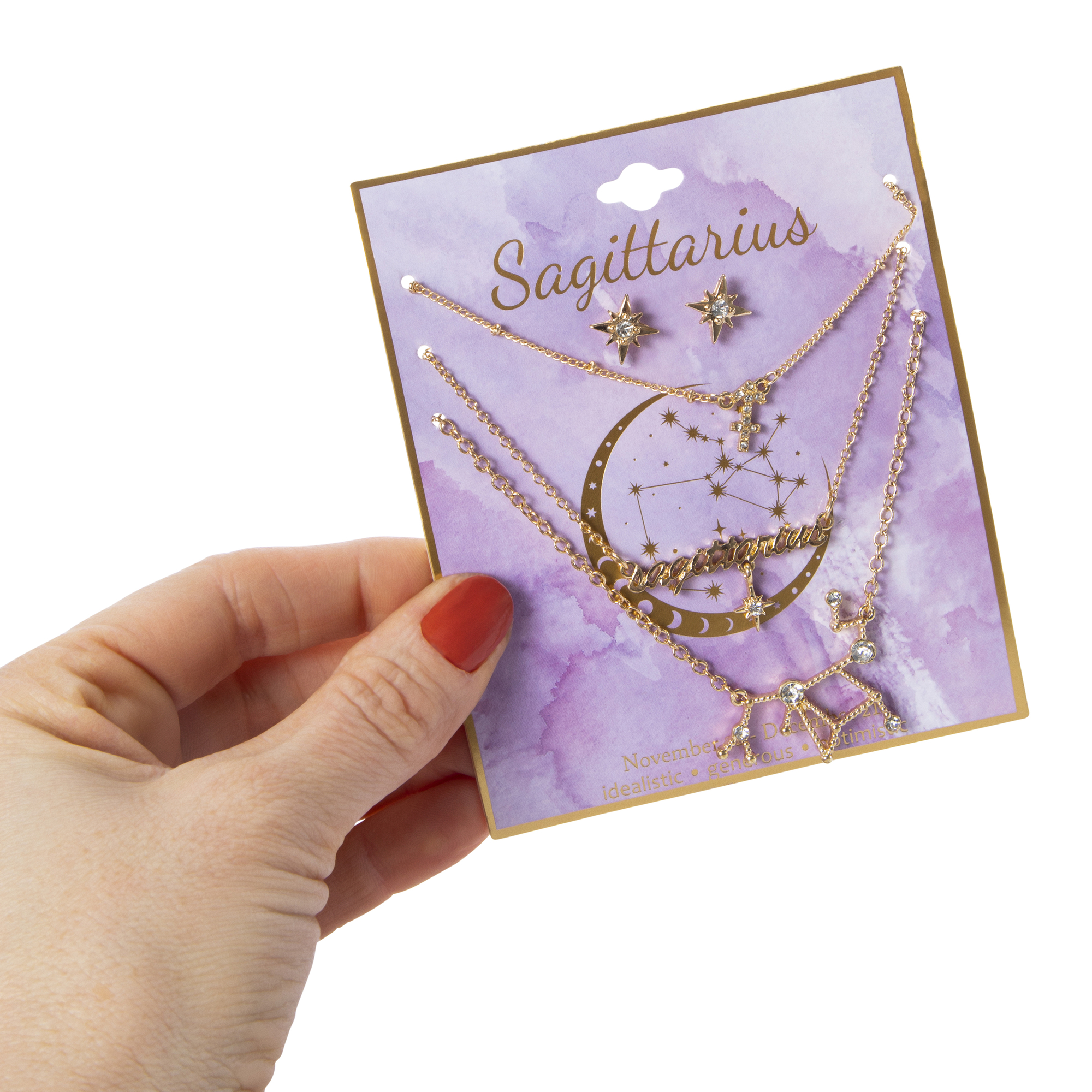 Astrology Charm Necklaces & Earrings 4-Piece Set - Sagittarius