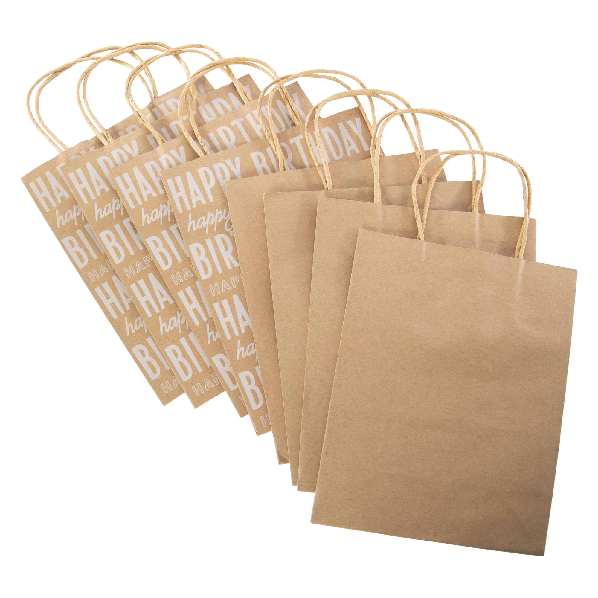 8-Count Brown Paper Birthday Kraft Gift Bags