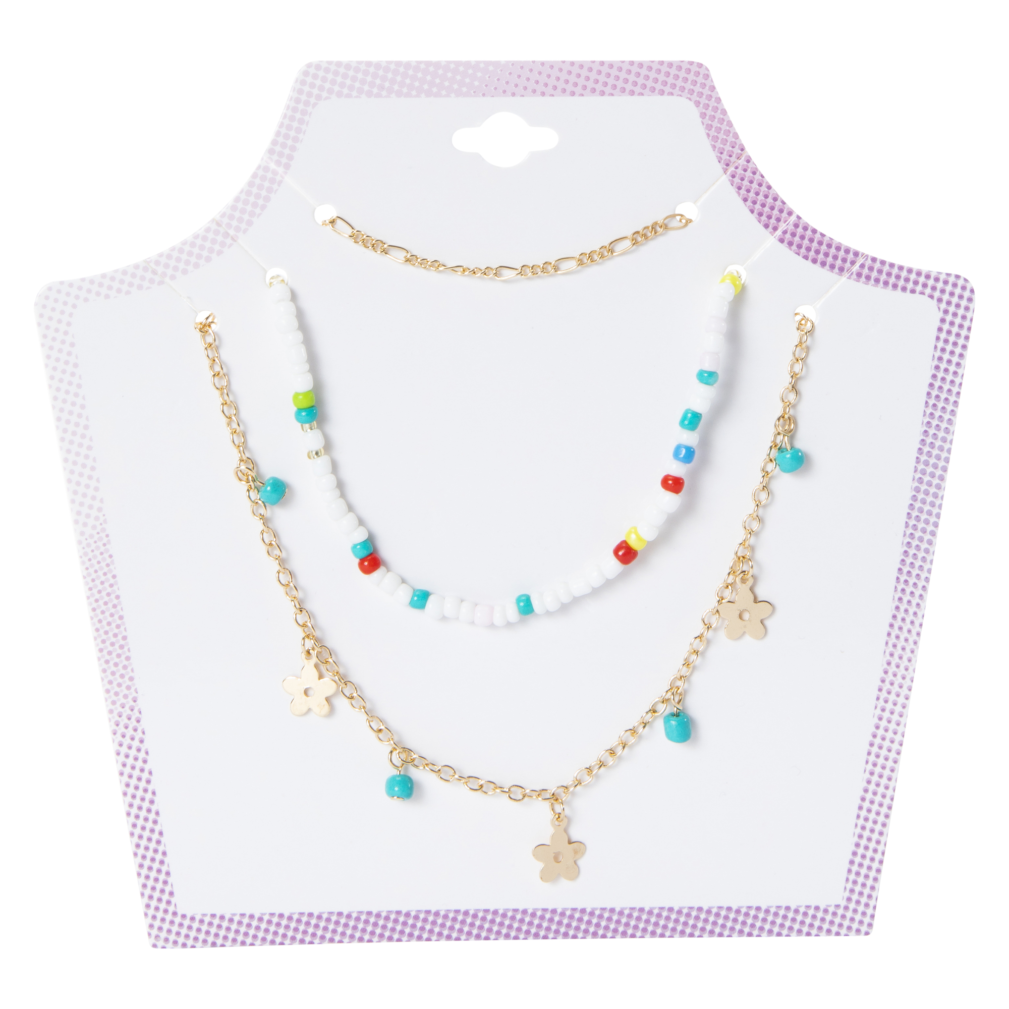 Layered Bead & Chain Necklace Set 3-Piece