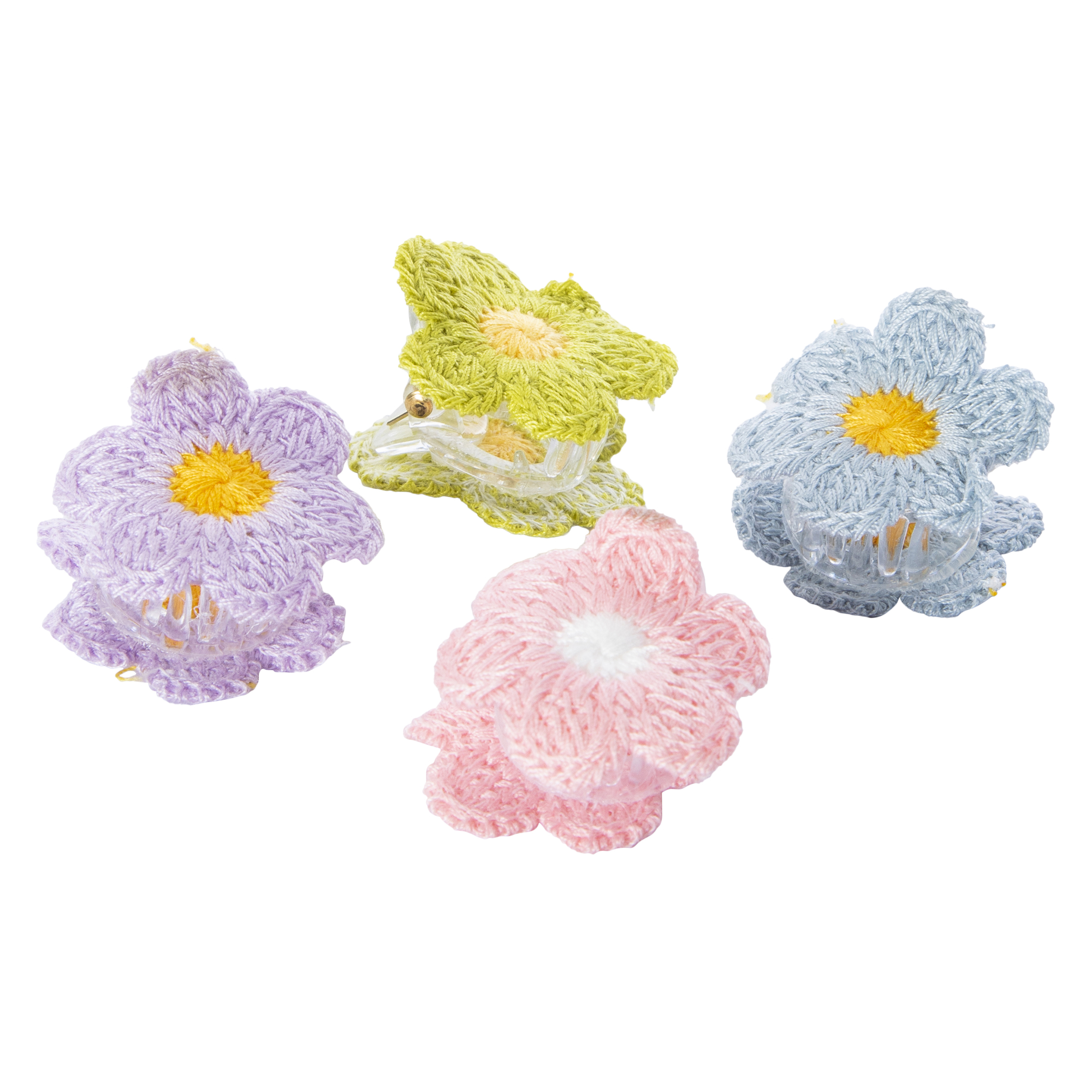 Crochet Flower Claw Hair Clips 4-Pack